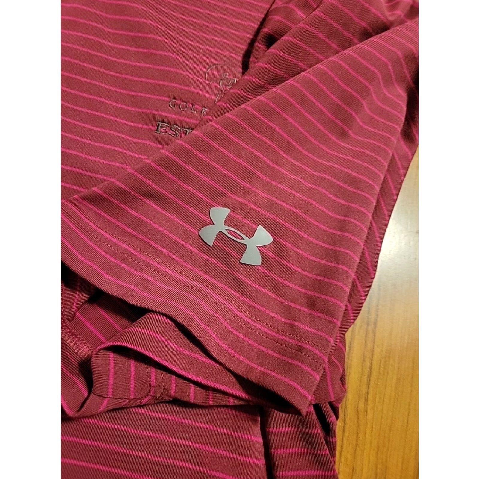 Under Armour Under Armour HeatGear Polo Shirt SS Striped 40" Chest Med Red Logo Embroi Golf Tennis Shirt Mens Size US M / EU 48-50 / 2 - 6 Thumbnail