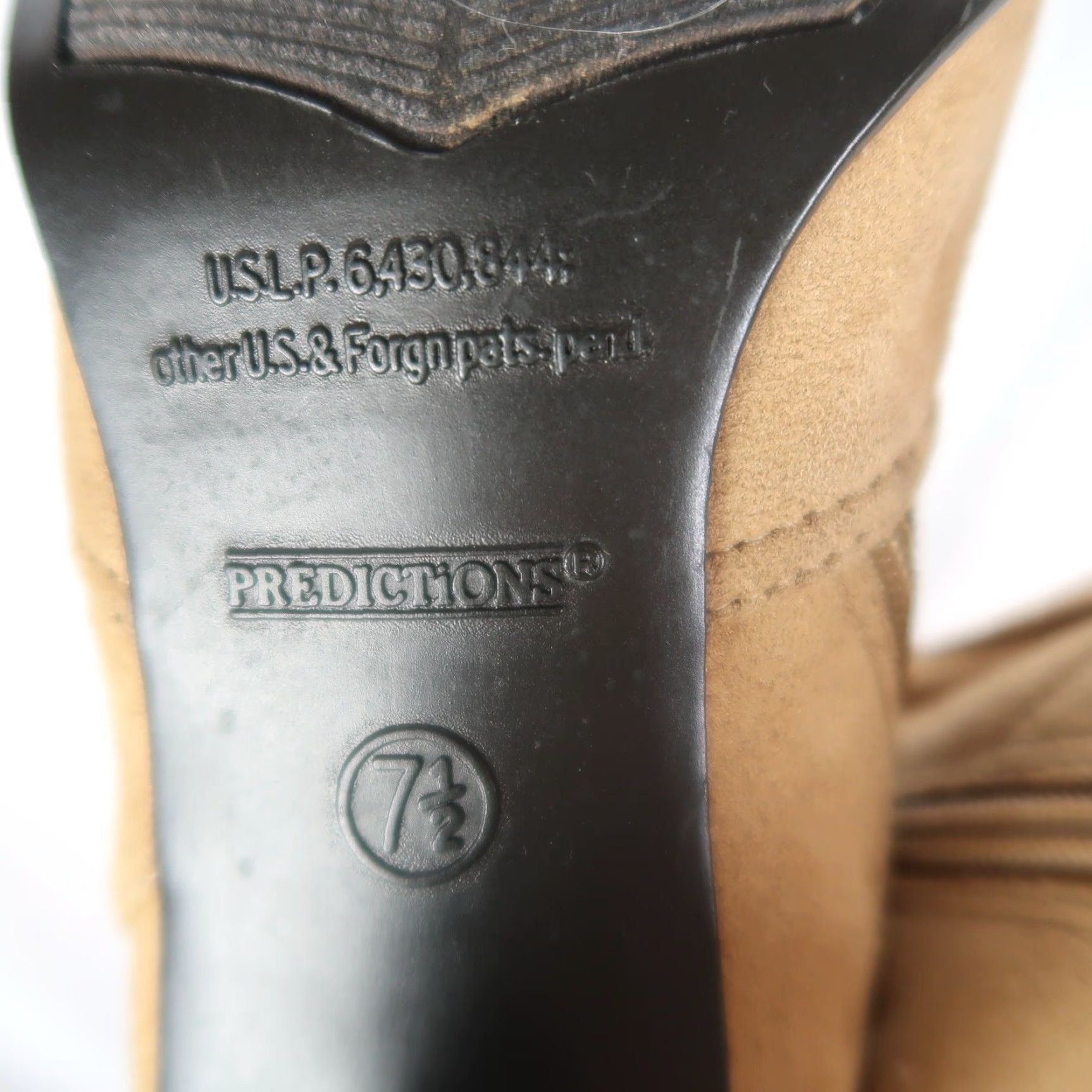 Vintage VINTAGE Predictions Tan Faux Suede Heeled Mid Calf Boots 7.5 Womens Boots 90s High Heels Zip Buckle Vintage 90s Event Theme 3" Heel Size US 8 / IT 38 - 7 Thumbnail