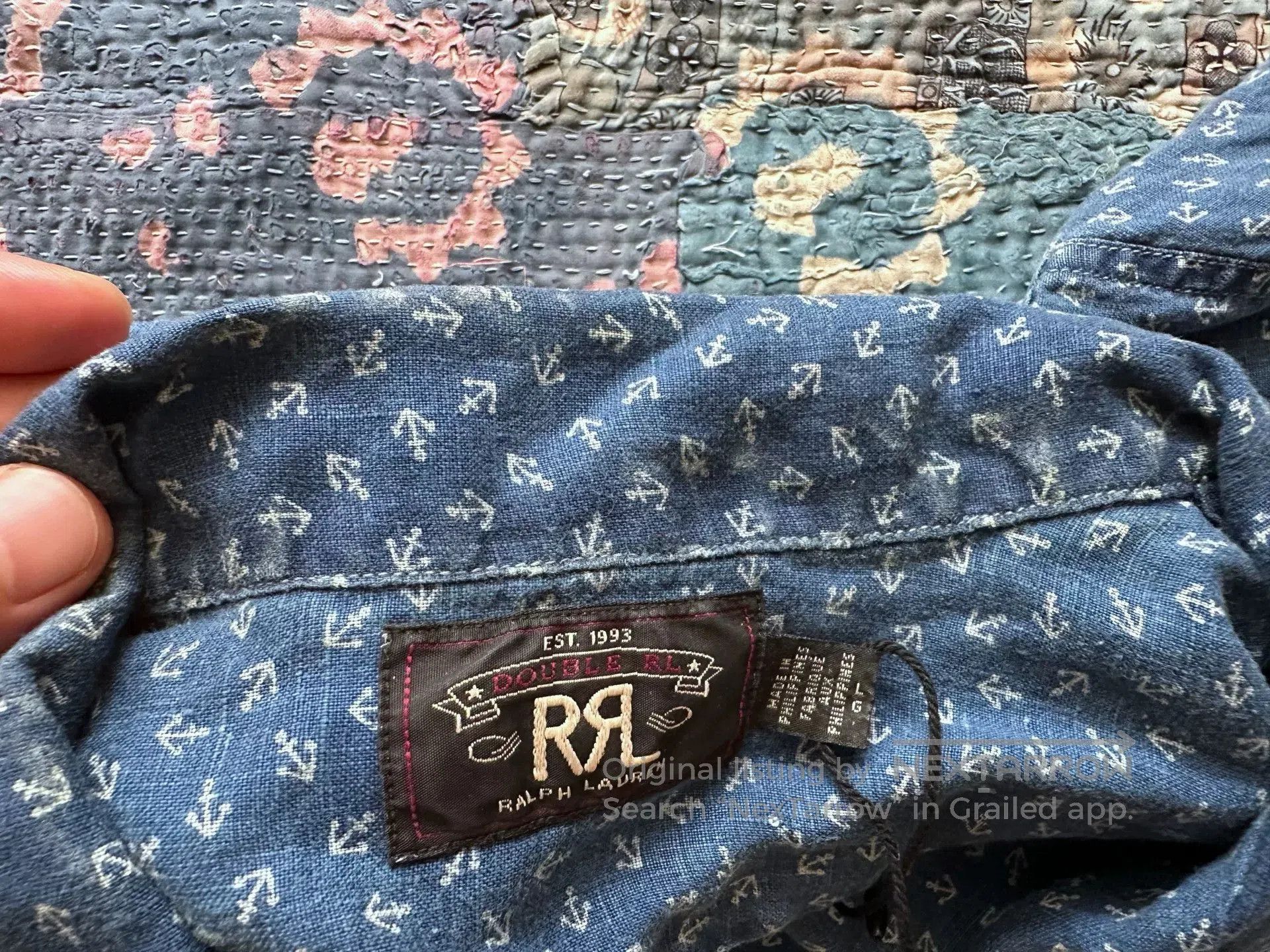 RRL Ralph Lauren RRL Blue Dye Anchor Shirt Large. Size US L / EU 52-54 / 3 - 4 Thumbnail