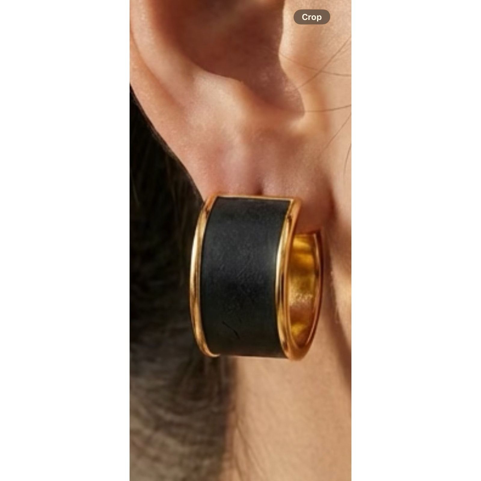 Other Vintage Monet Navy Enamel Gold Tone Hoop Earrings 1980s Size ONE SIZE - 1 Thumbnail