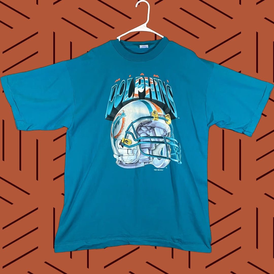 Starter VINTAGE Starter Miami Dolphins T-Shirt XL Crew Neck Men 1990s NFL Football Graphic Print Gray Cotton Shirts Mens 90s Sports Size US XL / EU 56 / 4 - 1 Thumbnail