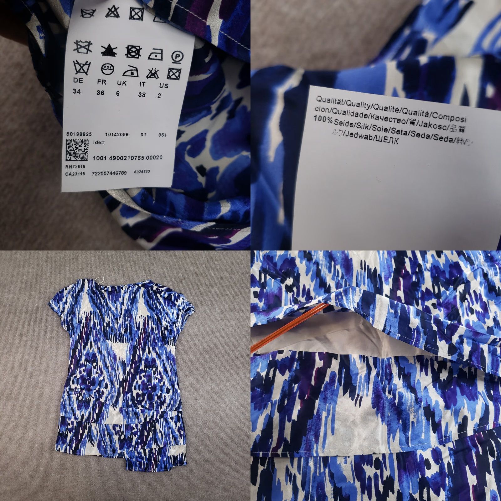 Hugo Boss HUGO BOSS Blue White Layered Cap Sleeve Silk Blouse Shirt Womens Size 2 Pullover Size XS / US 0-2 / IT 36-38 - 8 Thumbnail