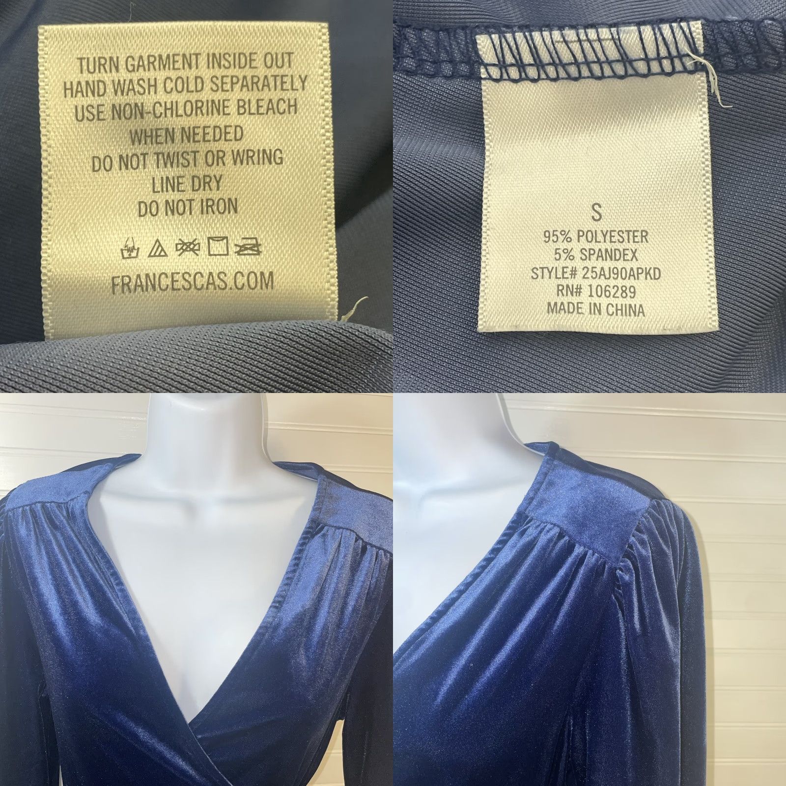 Vintage Miami Wrap Dress Women Small V Neck Long Sleeve Blue Francesca’s S/25AJ90APKD Size S / US 4 / IT 40 - 8 Thumbnail