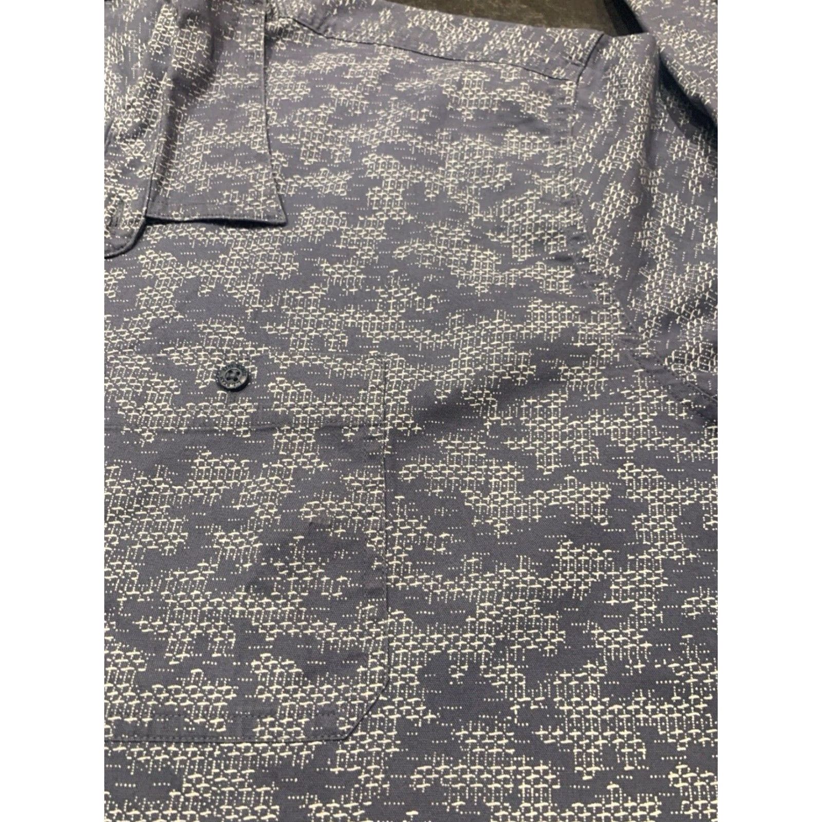 Vintage L.L. Bean Men 3XL Camp Shirt Long Sleeve Button-Up Tencel Stretch Geometric Blue Outdoor Size US XXL / EU 58 / 5 - 3 Thumbnail