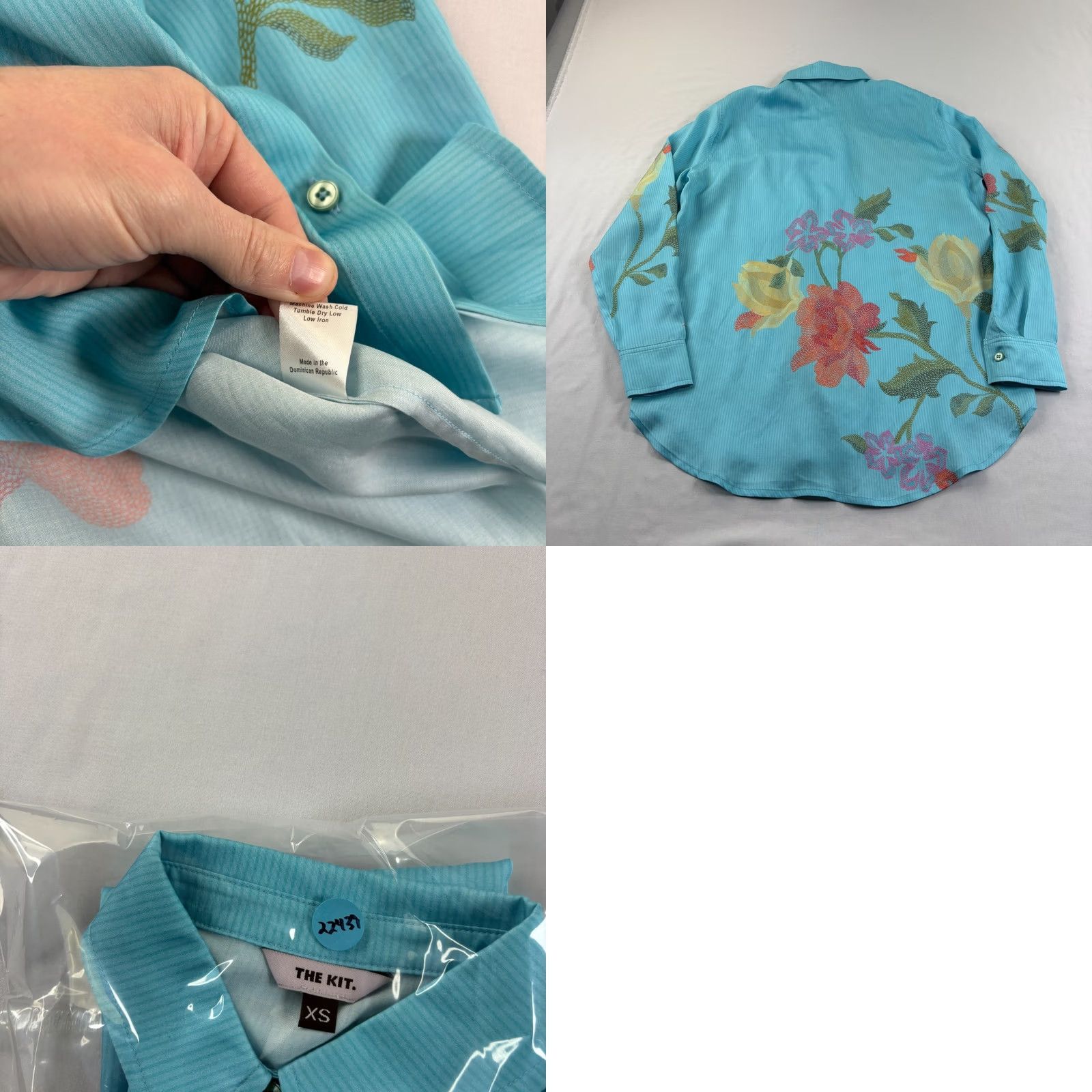 Kith Kit Shirt Womens XS Blue Floral Button-Up Long Sleeve Tencel Size XS / US 0-2 / IT 36-38 - 8 Thumbnail