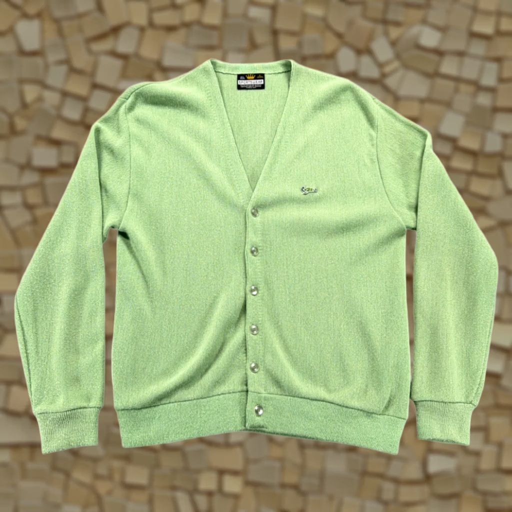 Vintage VINTAGE Crown Sportswear Sweater Shirt Adult MEDIUM Green Cardigan Knit Turtle USA 70s Mens Size US M / EU 48-50 / 2 - 1 Thumbnail