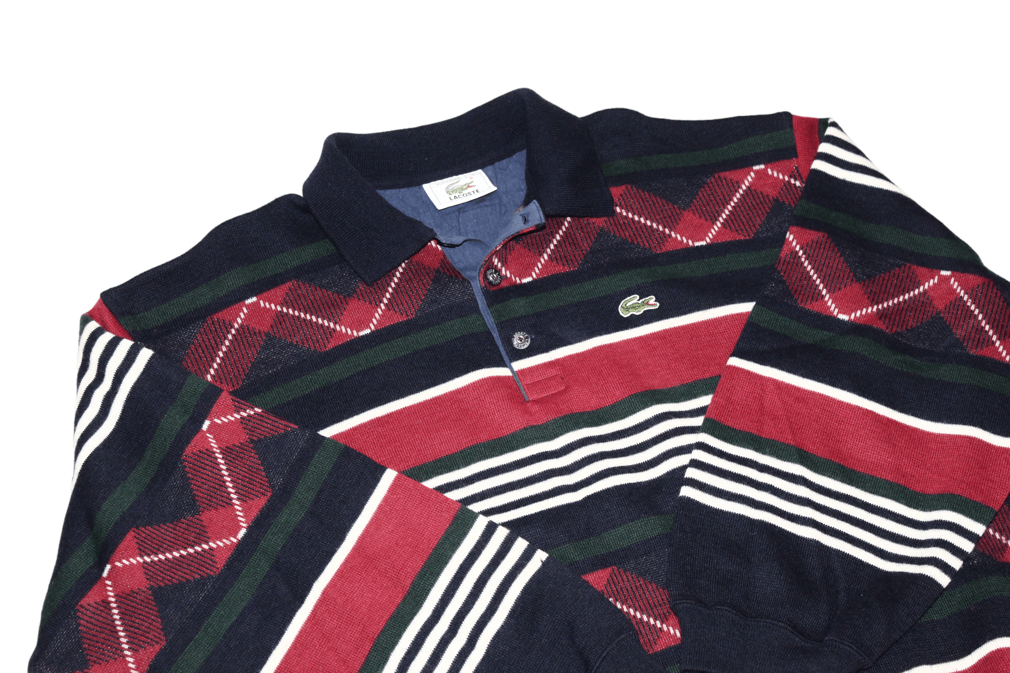 Lacoste VTG 70s Lacoste Wool Blend Knitted Striped Polo Jumper Size US XL / EU 56 / 4 - 7 Thumbnail
