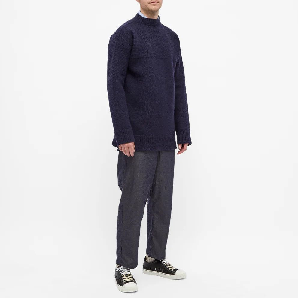 Maison Margiela o1tko11224 Mock-Neck Distressed Sweater in Navy Size US L / EU 52-54 / 3 - 6 Thumbnail