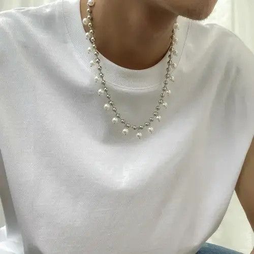 Jewelry Simple Bead Chain Hanging Pearl Necklace Size ONE SIZE - 4 Thumbnail