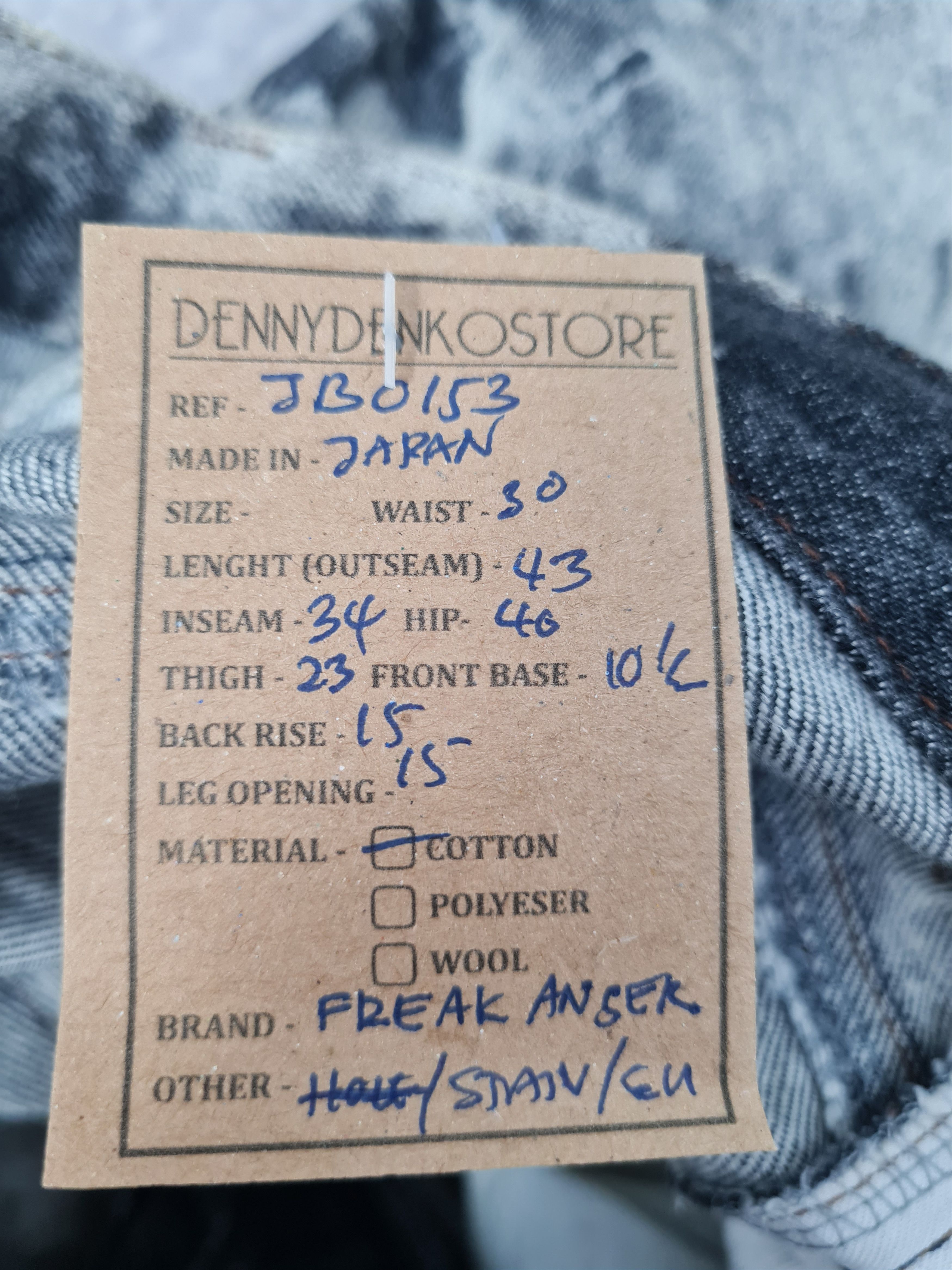 Japanese Brand FREAK ANSER HOMME Bleach Design Jeans Size 30x34 JB0153 Size US 30 / EU 46 - 12 Thumbnail