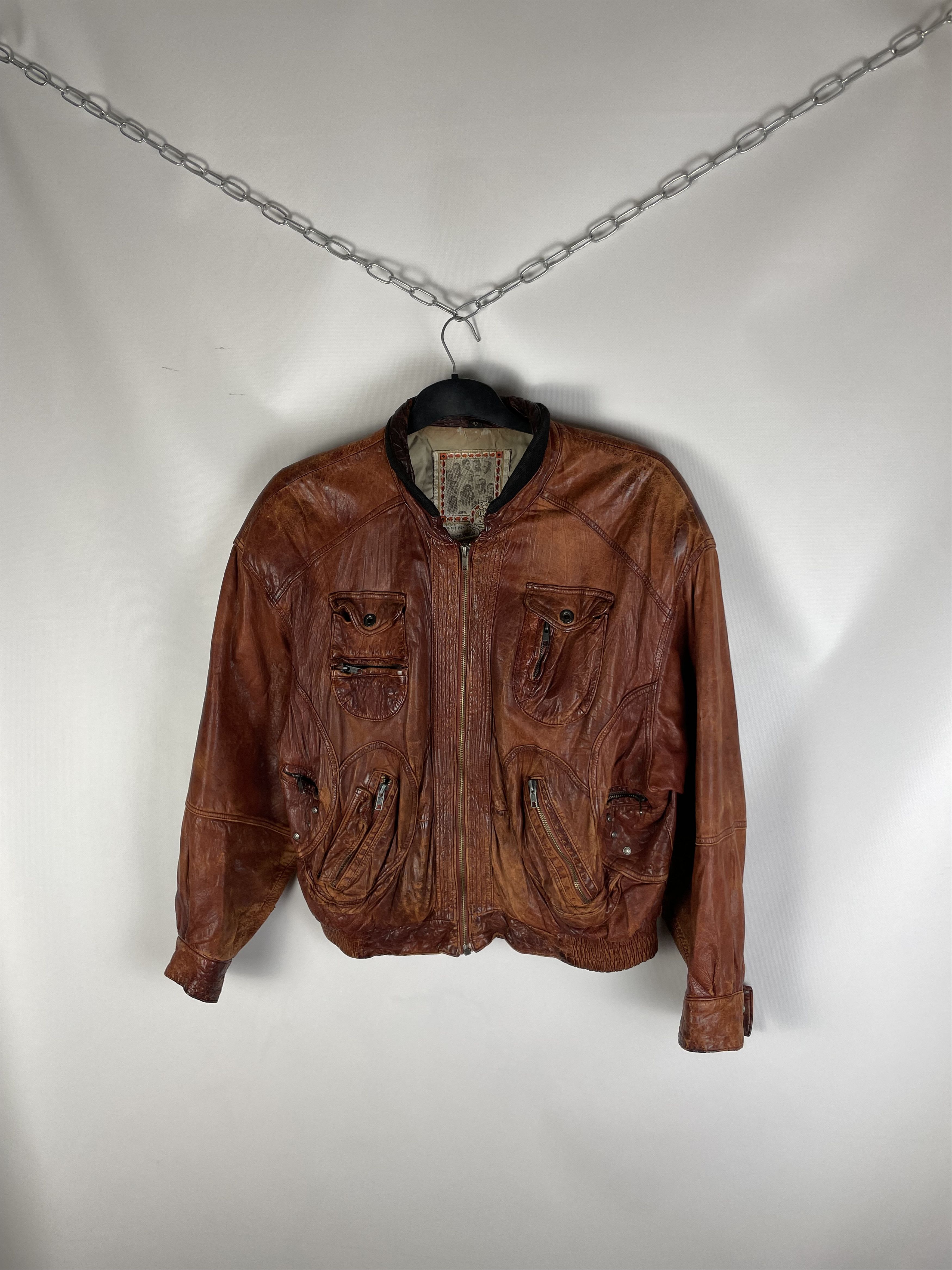 Vintage Vintage American Basics Washed Leather Jacket 90s Size US M / EU 48-50 / 2 - 2 Thumbnail