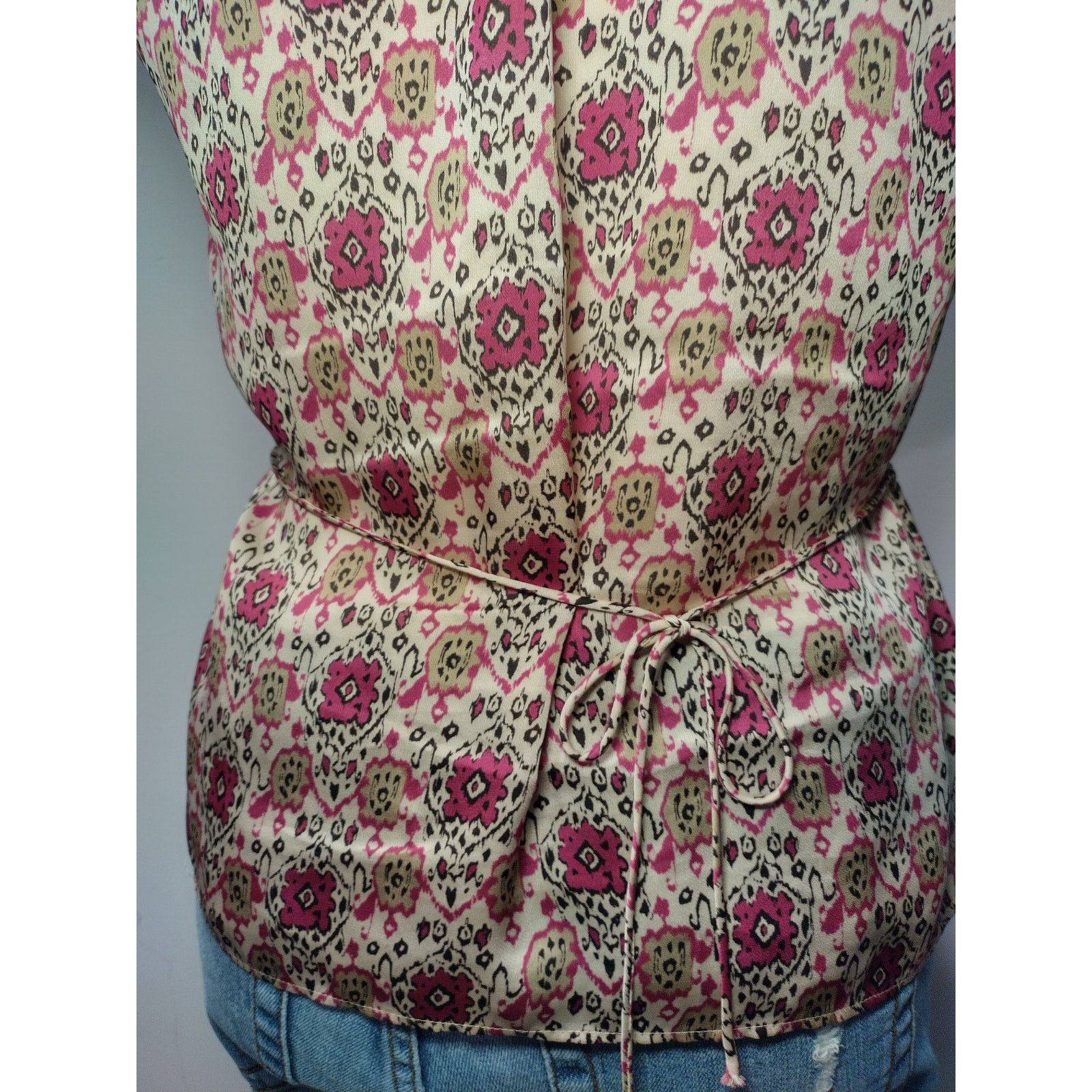 Ann Taylor Ann Taylor Loft Women Button Down Top Cap Sleeve Floral Pink Size S / US 4 / IT 40 - 6 Thumbnail