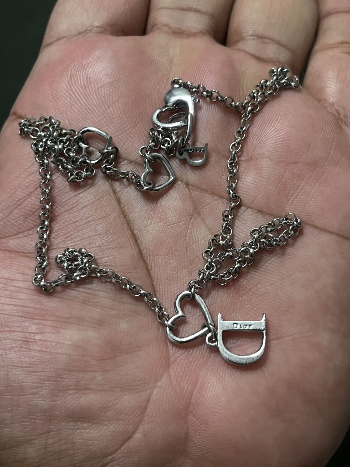 Dior Dior Heart Silver 925 and Crystal D Necklace Size ONE SIZE - 4 Thumbnail