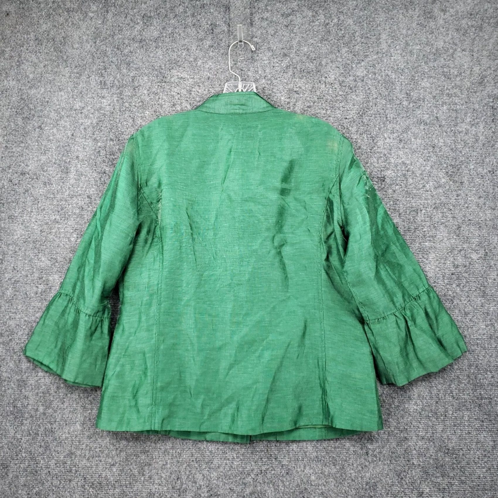 Vintage Chicos Jacket Womens M Medium Green Button Up Linen Long Sleeve Classic Size M / US 6-8 / IT 42-44 - 2 Thumbnail