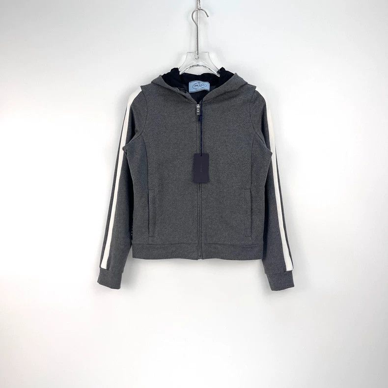 Prada Prada Gray and white-edged sweatshirt zipper cardigan jacke Size US L / EU 52-54 / 3 - 3 Thumbnail