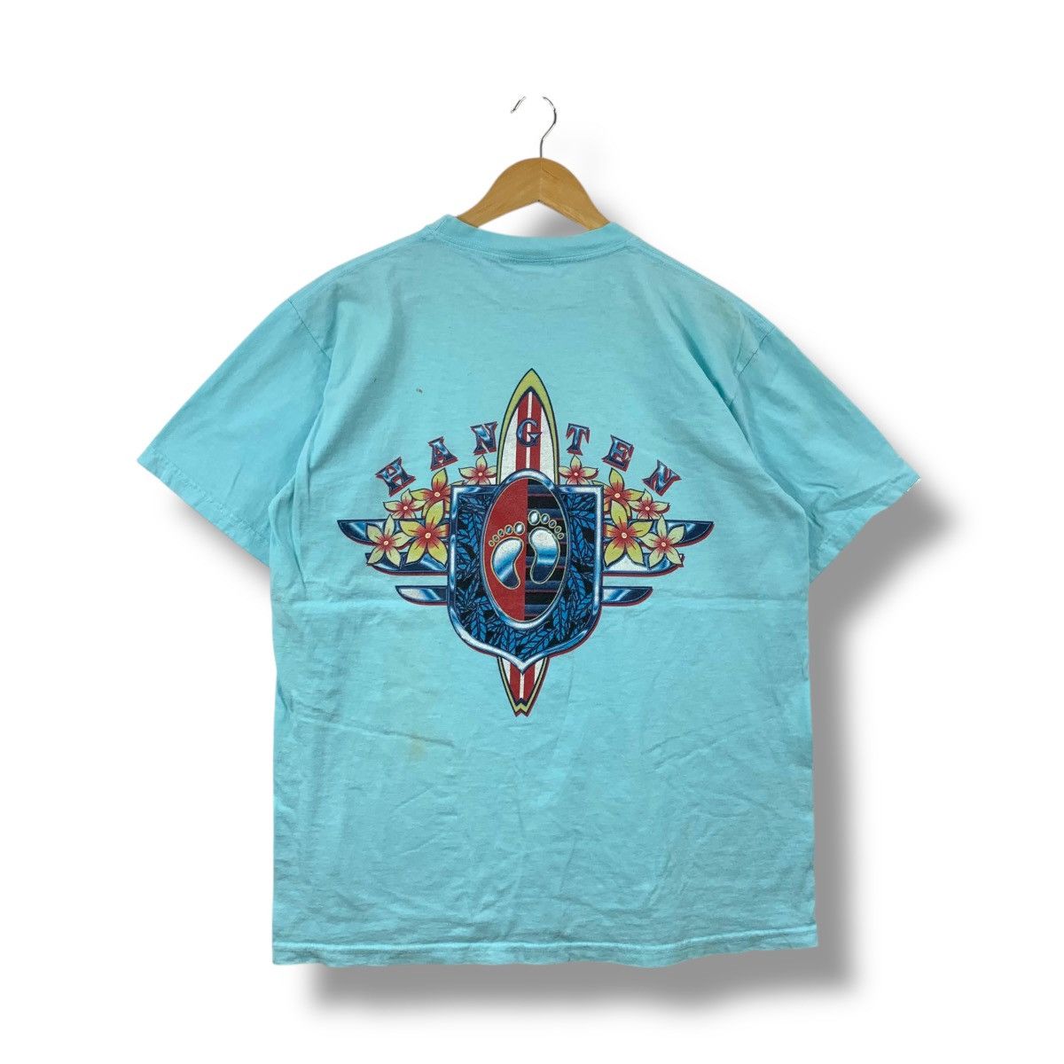 Hang Ten × Vintage Vintage 80's HANG TEN Graphic Surf Tee Shirt Medium Size Size US M / EU 48-50 / 2 - 1 Thumbnail