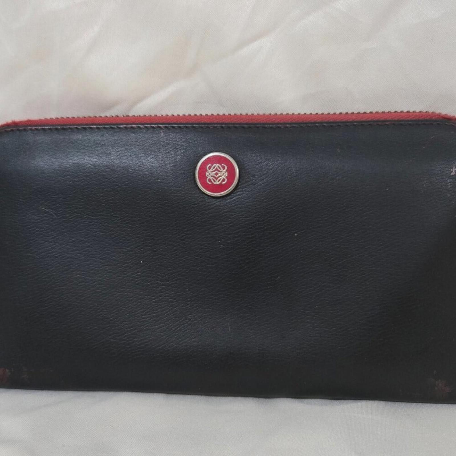 Loewe Authentic LOEWE Zip-Around Leather Wallet – Red & Black Size ONE SIZE - 1 Thumbnail