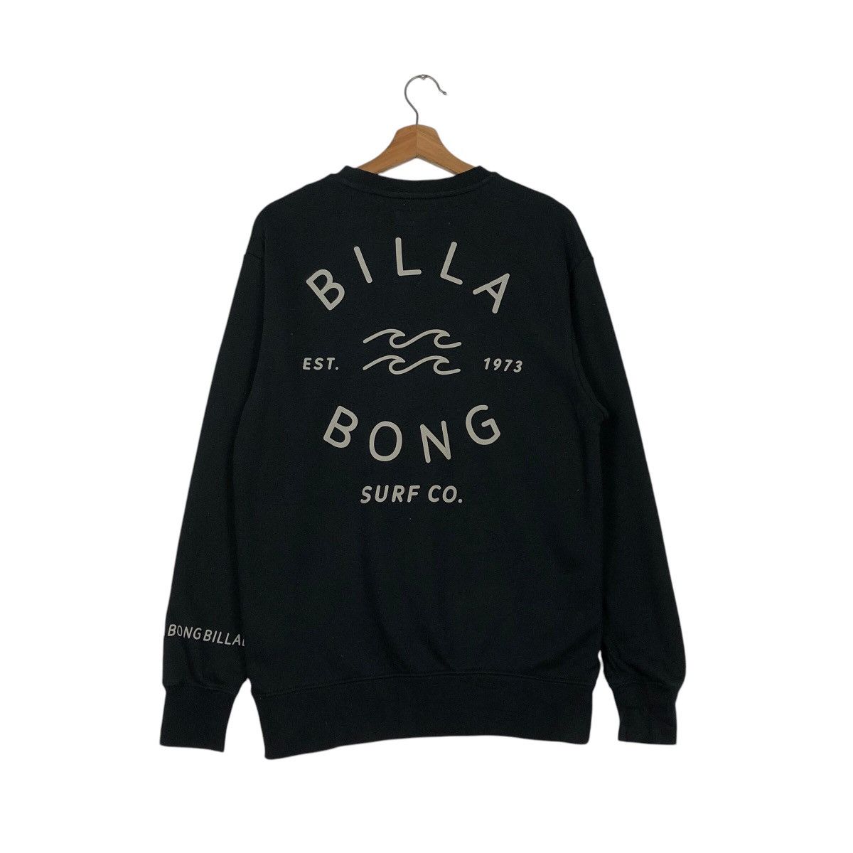 Japanese Brand × Vintage 📌Rich Black Vintage Sweatshirt Billabong Big Logo Size US S / EU 44-46 / 1 - 9 Thumbnail