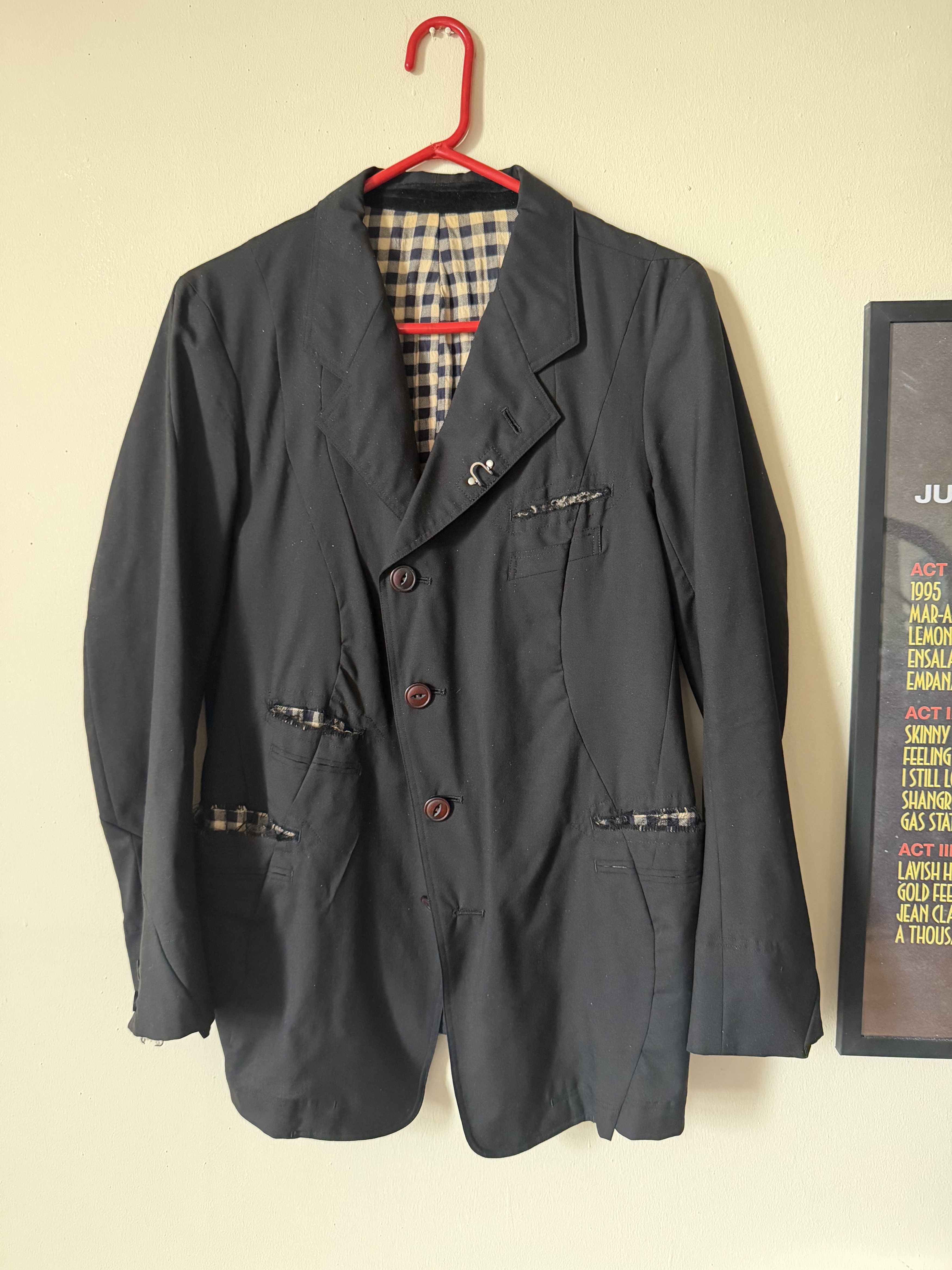 Takahiromiyashita The Soloist. Black/plaid lined suit (blazer and pants) Size 34S - 1 Thumbnail
