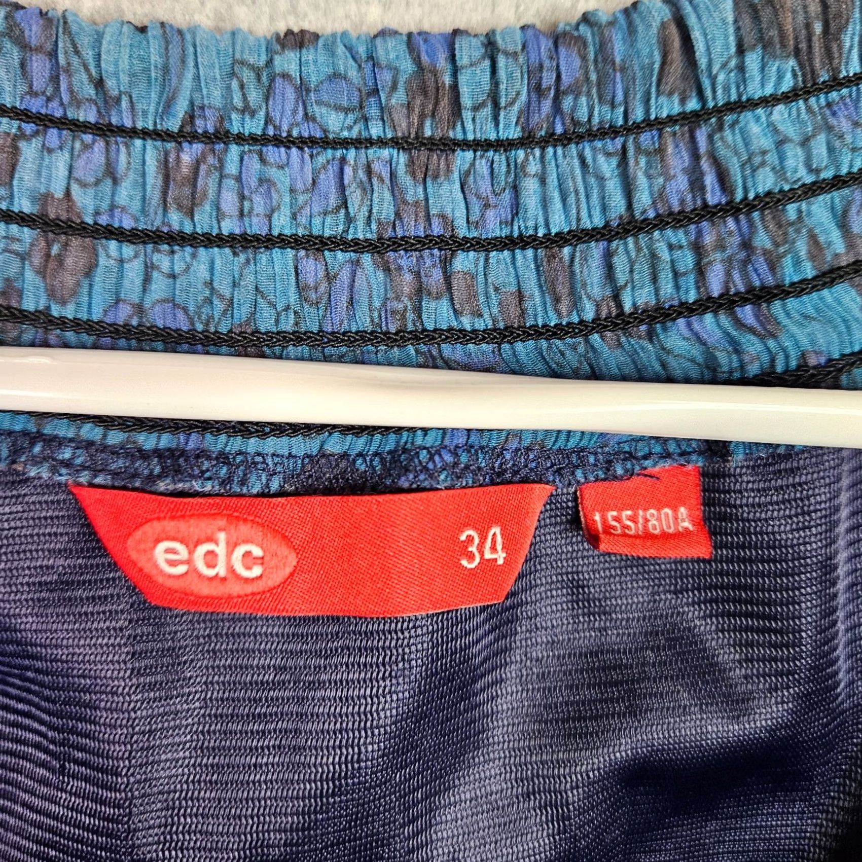 Esprit EDC by Esprit Floral Chiffon Dress Women's XS Blue Floral Stud Detail Boho A-Line Casual 3/4 Sleeve Size XS / US 0-2 / IT 36-38 - 5 Thumbnail