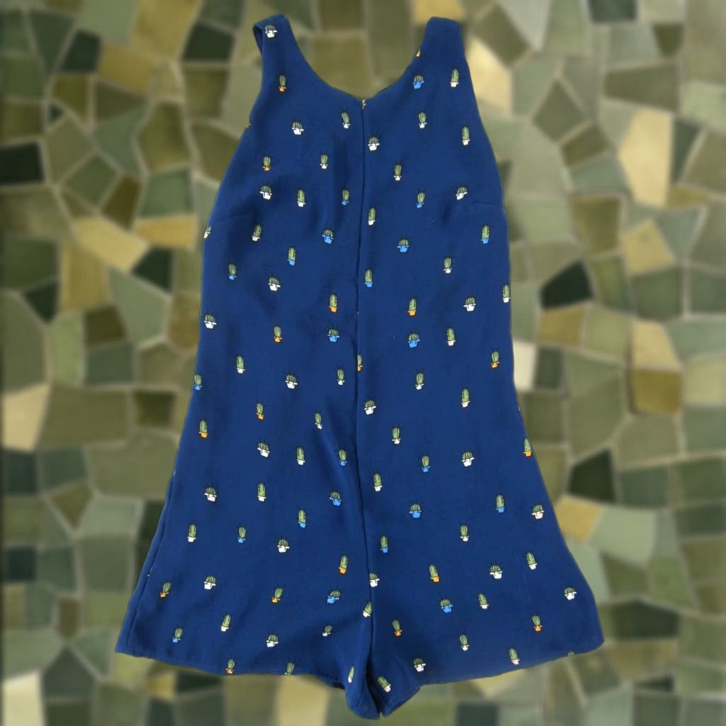 Zara Zara Trafaluc Collection Blue Green Cactus Romper Jumpsuit Shorts Women Medium Size 32" / US 10 / IT 46 - 1 Thumbnail