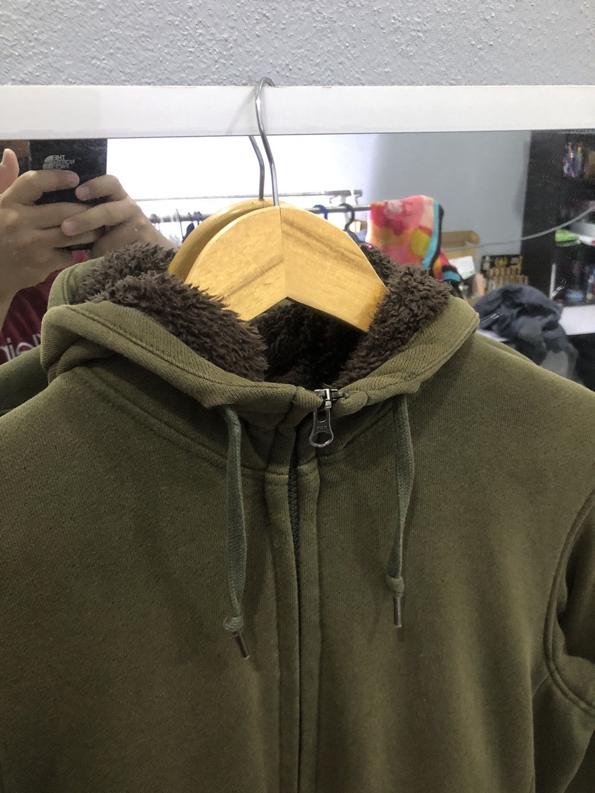 Japanese Brand × Uniqlo Uniqlo olive hoodie with sherpa lining Size US S / EU 44-46 / 1 - 6 Thumbnail