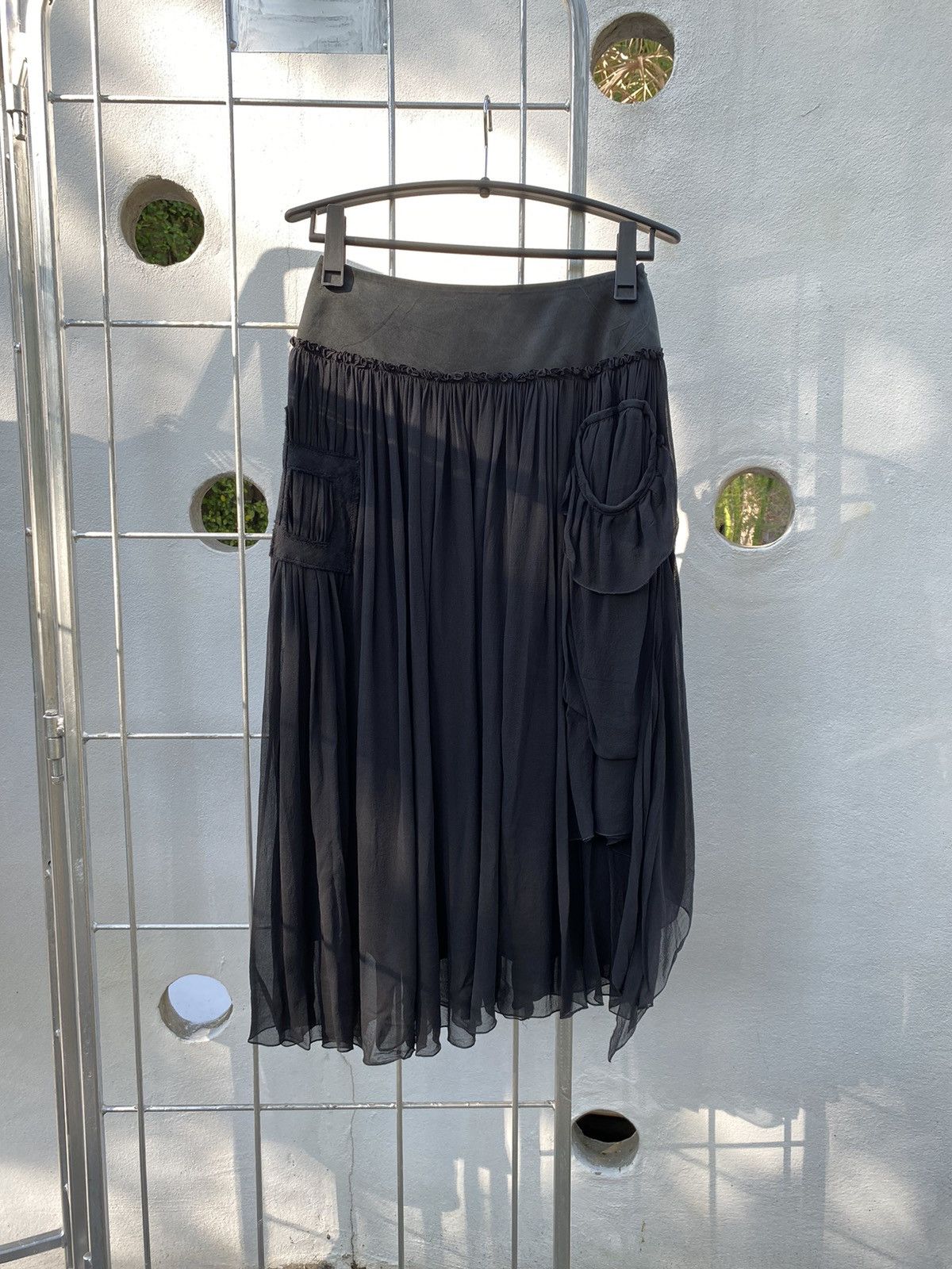 image of Hiroko Koshino Homme Hiroko Koshino Black Sheer Skirt, Women's (Size 27)