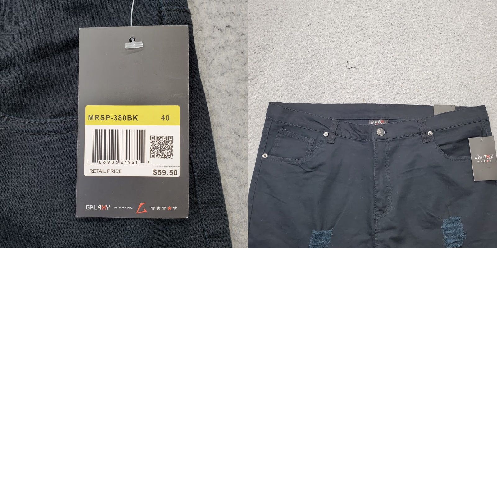 Vintage Galaxy Mens Bermuda Shorts 40 Black Distressed High Rise Flat Front Shirt Bermuda Mens 40 Black Galaxy Size US 40 / EU 56 - 8 Thumbnail