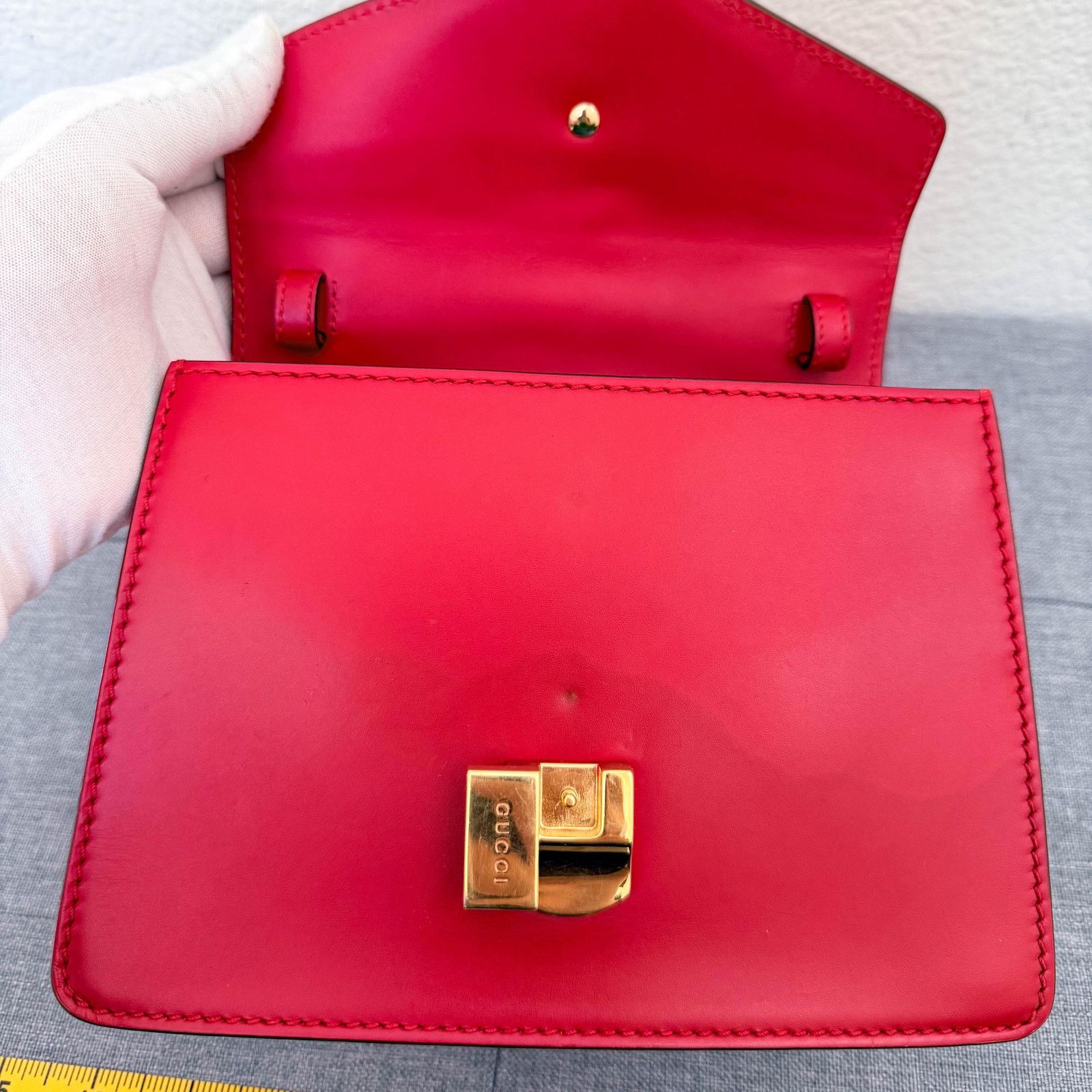 Gucci Authentic Gucci Sylvie Red Leather Small Shoulder Bag Size ONE SIZE - 9 Thumbnail