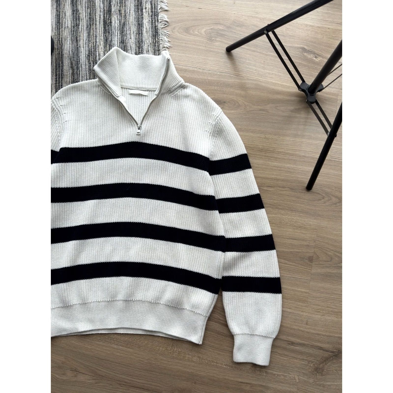 Zara VINTAGE Zara Knitted Stripped 1/3 Zip Sweater Men L White Logo Knit Sweatshirt Vintage Mens Regular 80s 90s Classic Streetwear USA Italy Zip Pullover Size US L / EU 52-54 / 3 - 2 Thumbnail