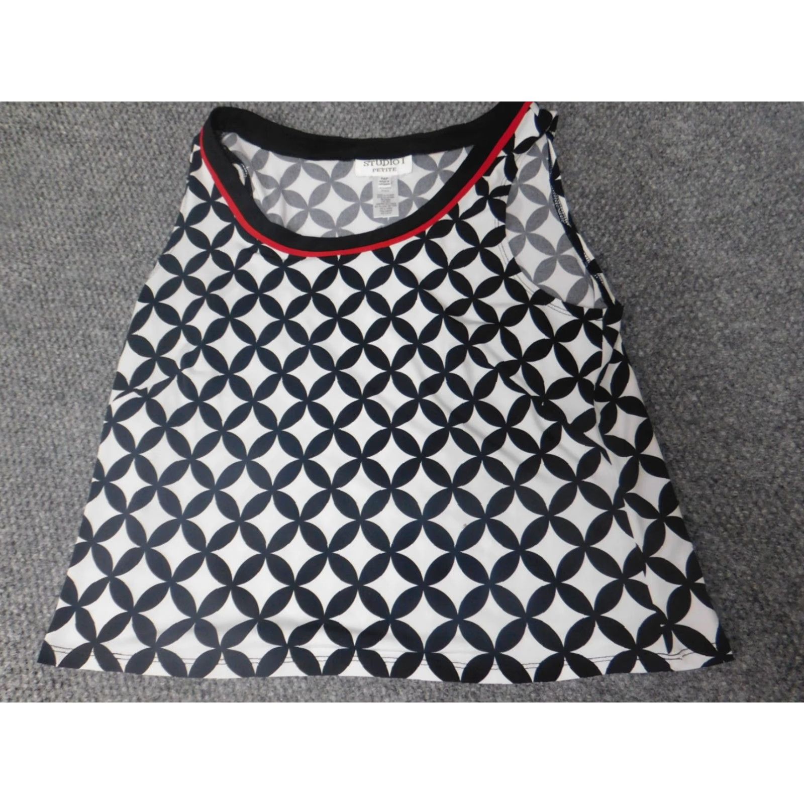 Vintage Studio I Blouse Womens 14P Petites White Black Pullover Cap Sleeve Crew Neck Short Sleeve Casual Button Bird Floral Cotton Polyester Rayon Size XL / US 12-14 / IT 48-50 - 3 Thumbnail