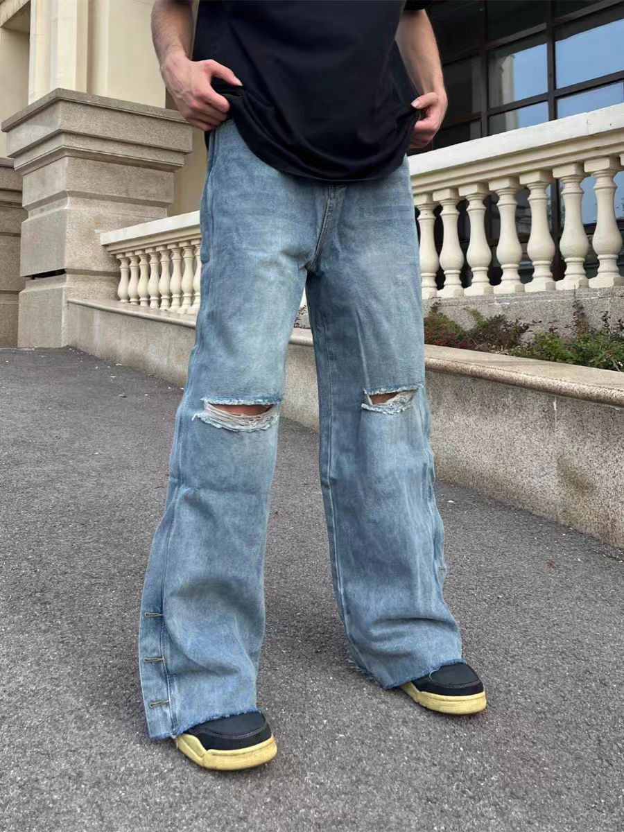 Japanese Brand × Vintage Street Hip Hop Washed Loose Ripped Jeans Size 30 Size US 30 / EU 46 - 2 Thumbnail