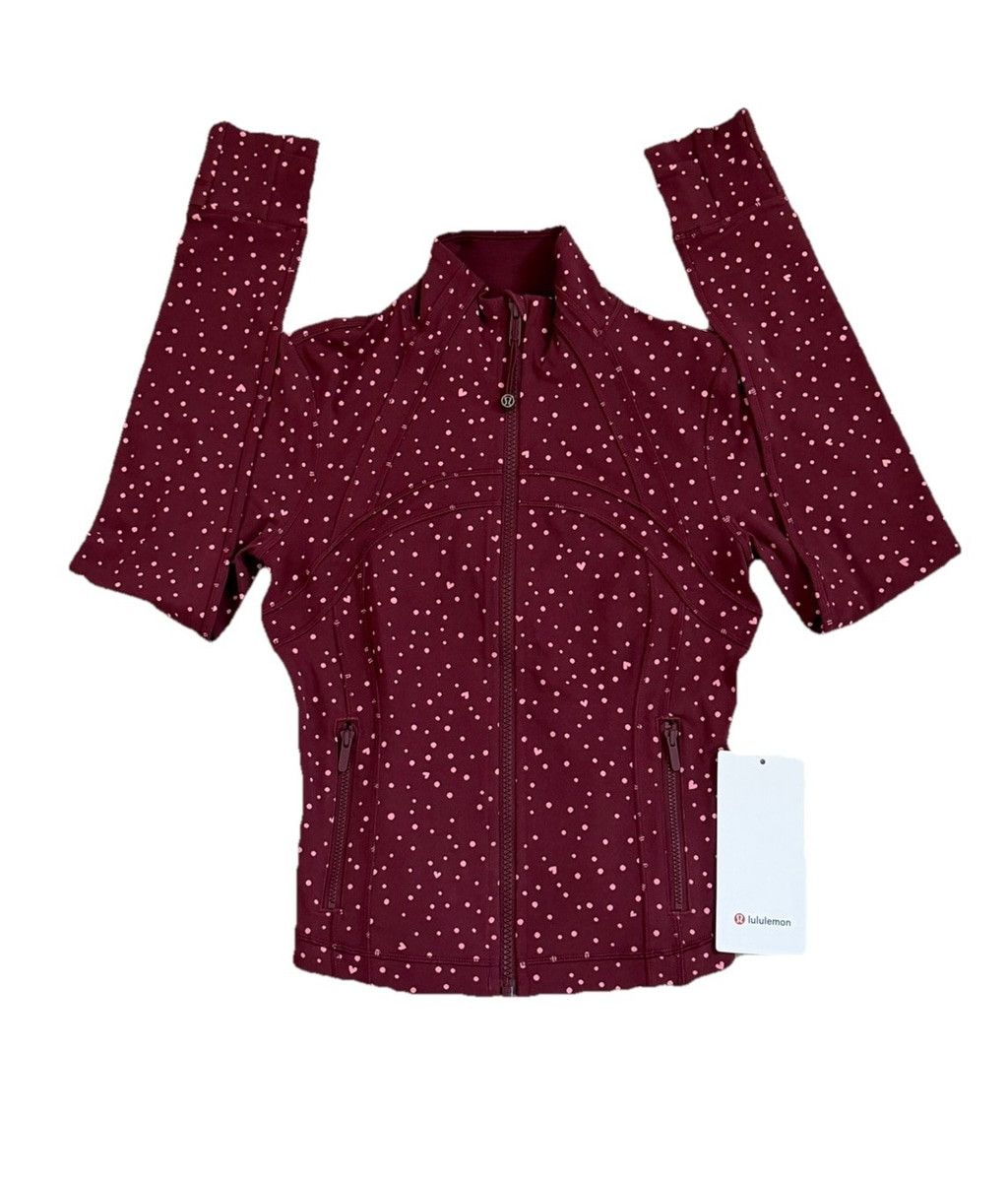 Lululemon LULULEMON DEFINE CROPPED JACKET BURGUNDY HEART DOT PINK Sz 4 Size S / US 4 / IT 40 - 1 Thumbnail