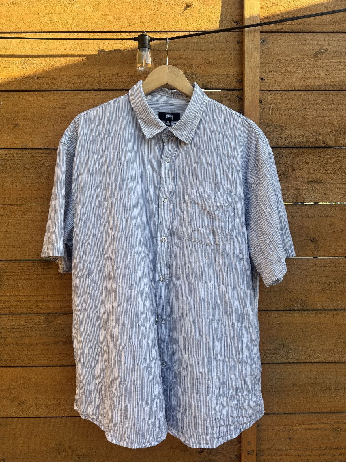 Stussy Wavy Striped Short Sleeve Shirt - Blue