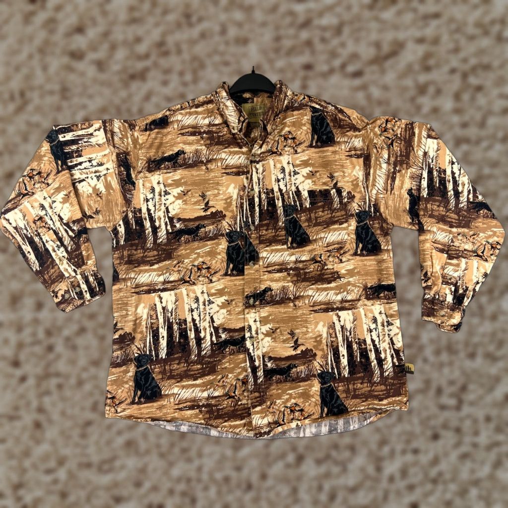 Alife Outdoor Life Shirt Mens Large Beige Button-Up Short Sleeve Cotton Camouflage Duck Hunting Casual 90s Theme Mens Size US L / EU 52-54 / 3 - 1 Thumbnail