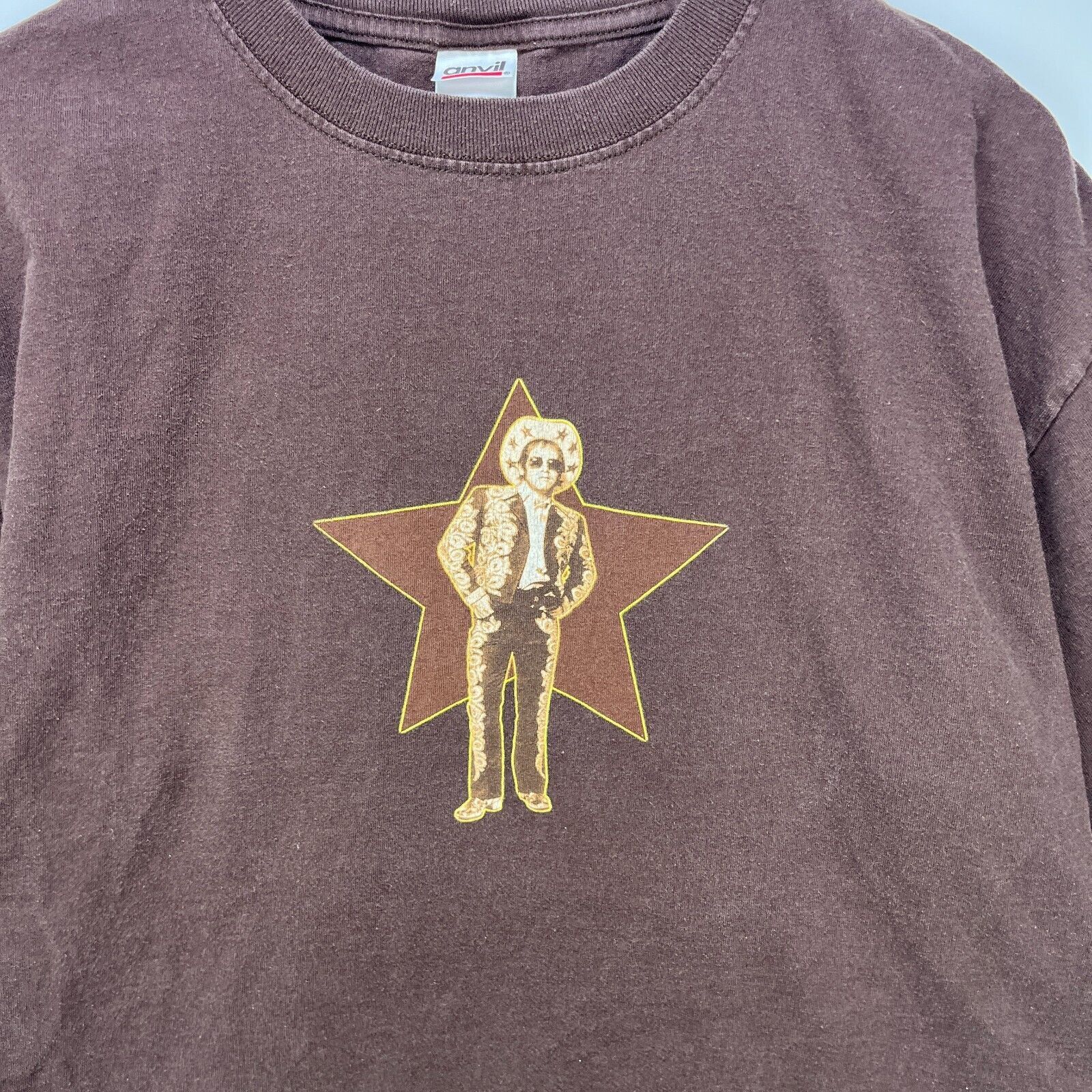 Vintage Vintage Elton John Brown Star Cowboy Tour T Shirt XL Size US XL / EU 56 / 4 - 2 Thumbnail