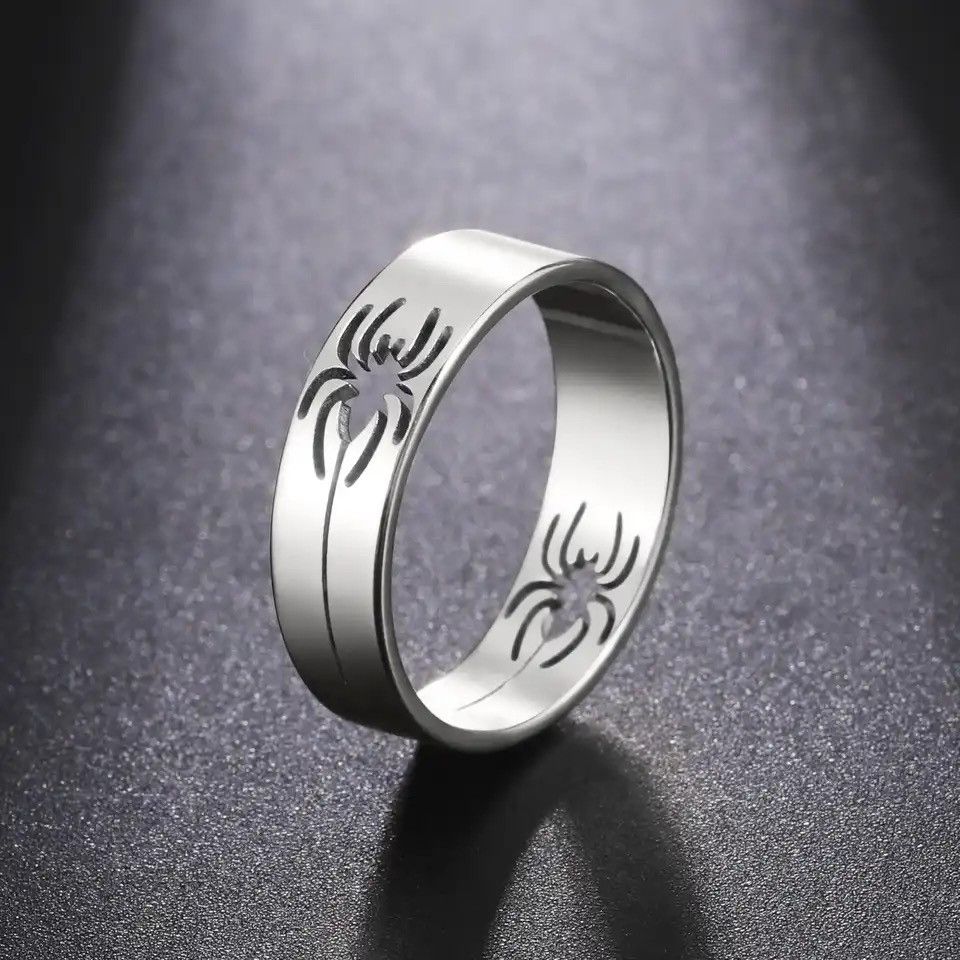 Anime Silver Skyrim Stainless Steel Spider Ring for Men Women Size ONE SIZE - 1 Thumbnail