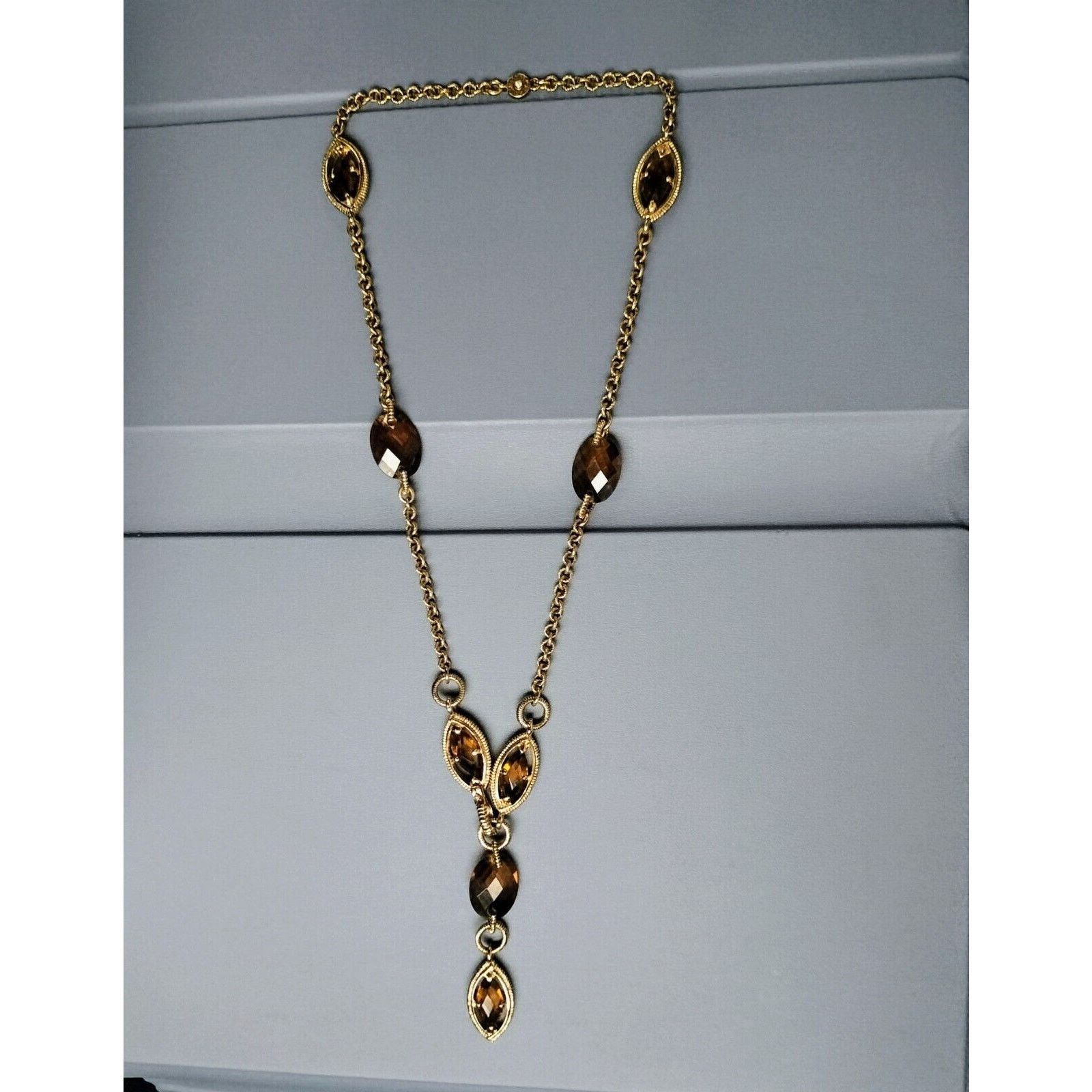 Monet Monet Necklace Vintage Gold Tone Brown Station Y Drop Size ONE SIZE - 5 Thumbnail