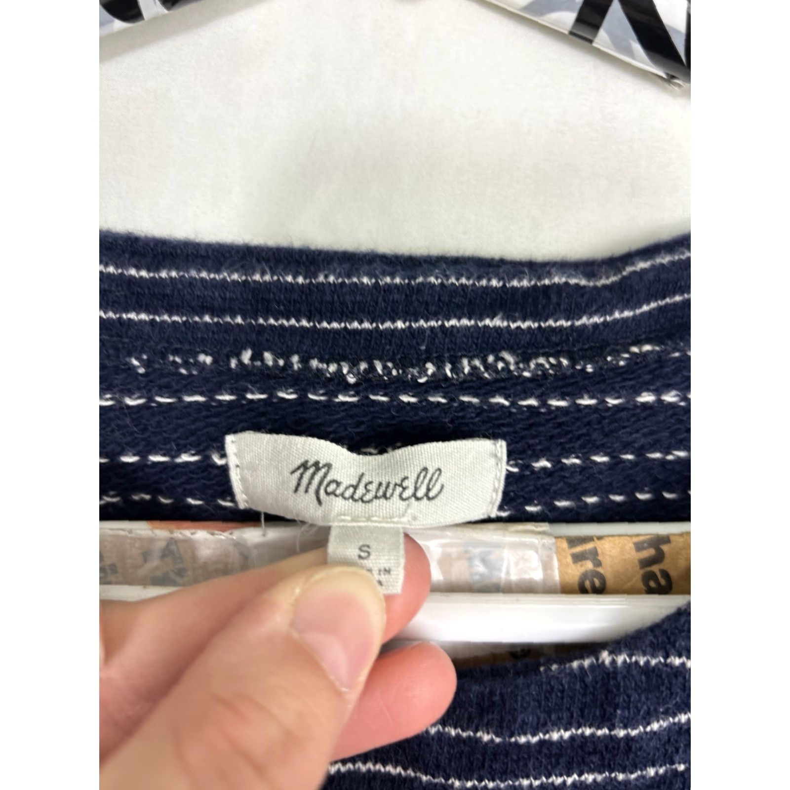 Madewell Madewell Blouse Shirt Striped Side Lace Top 3/4 Sleeve Navy Cream Size S Womens Pool Blue Nautical Cotton Size S / US 4 / IT 40 - 7 Thumbnail