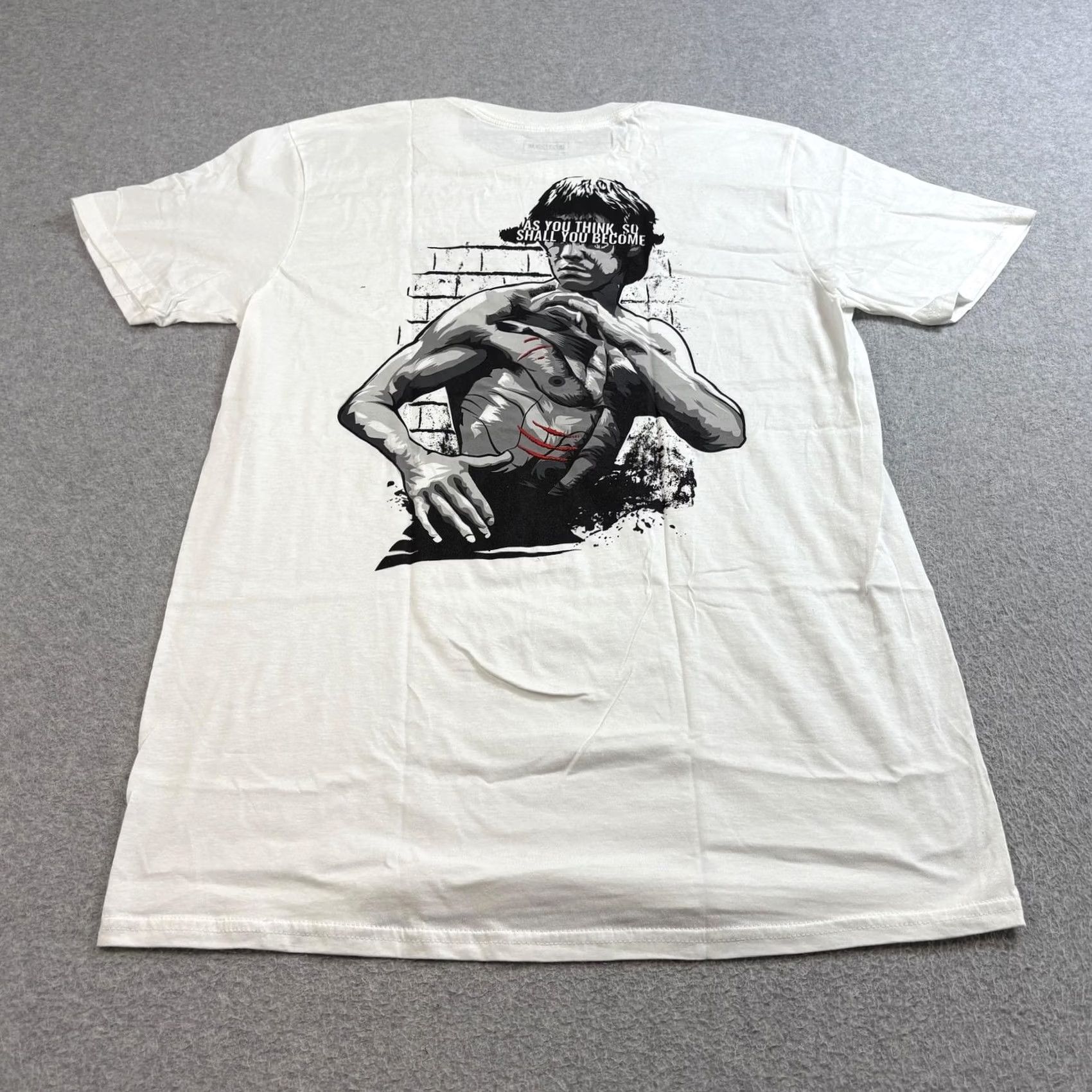 Vintage MuscleBox - Mens Large White Tee - Bruce Lee Motivational Graphic Shirt Size US L / EU 52-54 / 3 - 2 Thumbnail