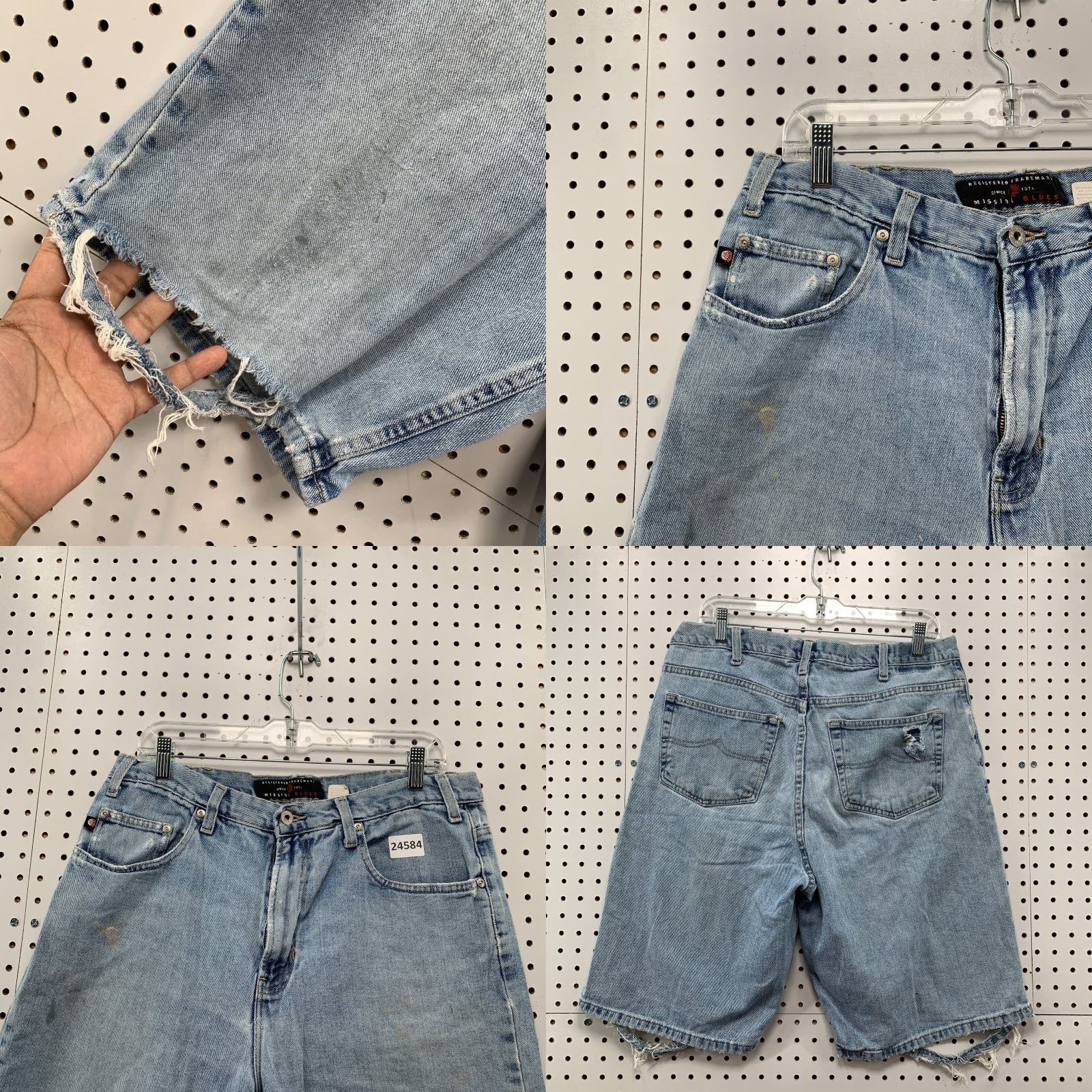 Vintage Vintage 90s Mission Blues Shorts Denim Jorts Distressed Mens 33x10 Blue Size US 33 - 8 Thumbnail