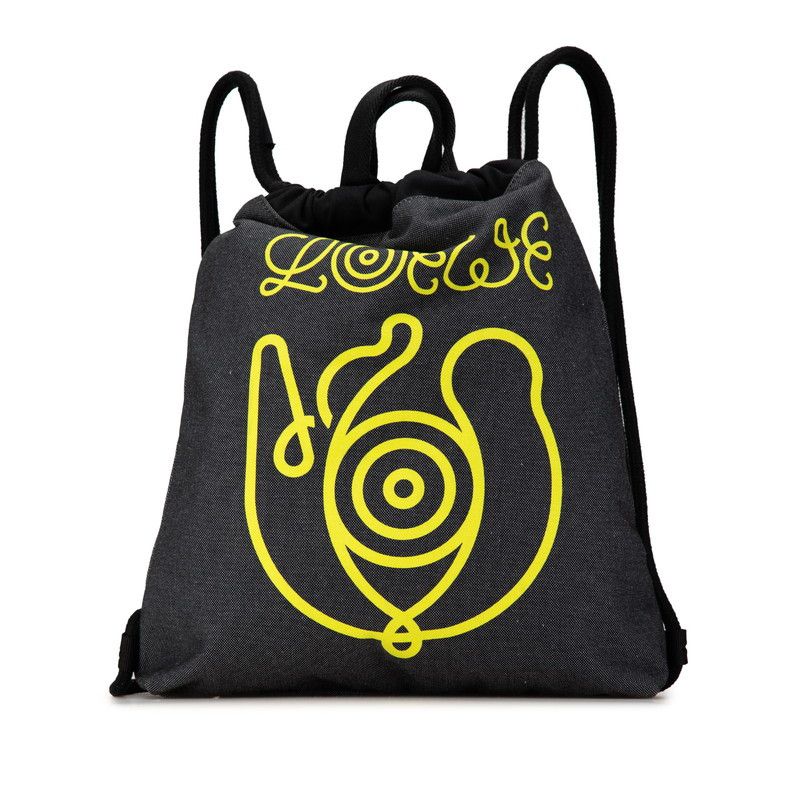 Loewe Loewe Loewe Anagram Denim Cotton Drawstring Backpack Cotton Backpack in Very Good Condition Size ONE SIZE - 1 Thumbnail