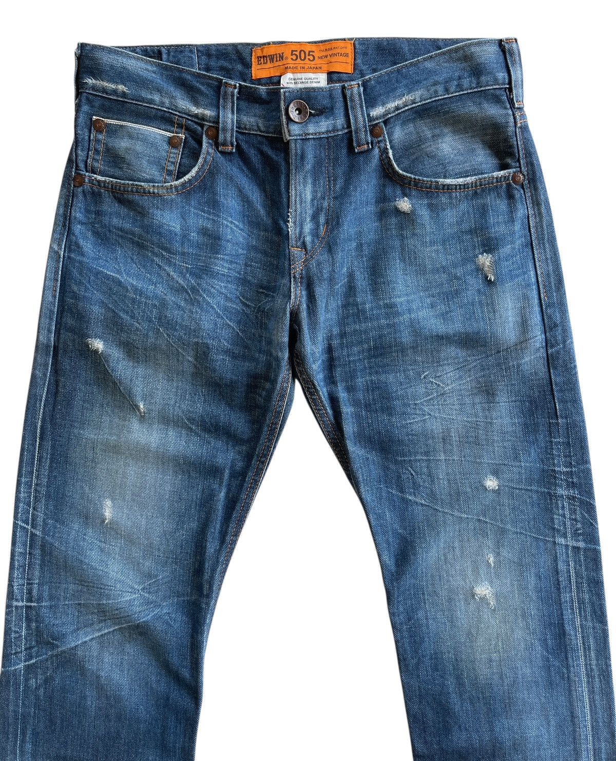 Japanese Brand Edwin Limited Blue Selvedge Buckleback Distressed Denim Size US 31 - 3 Thumbnail