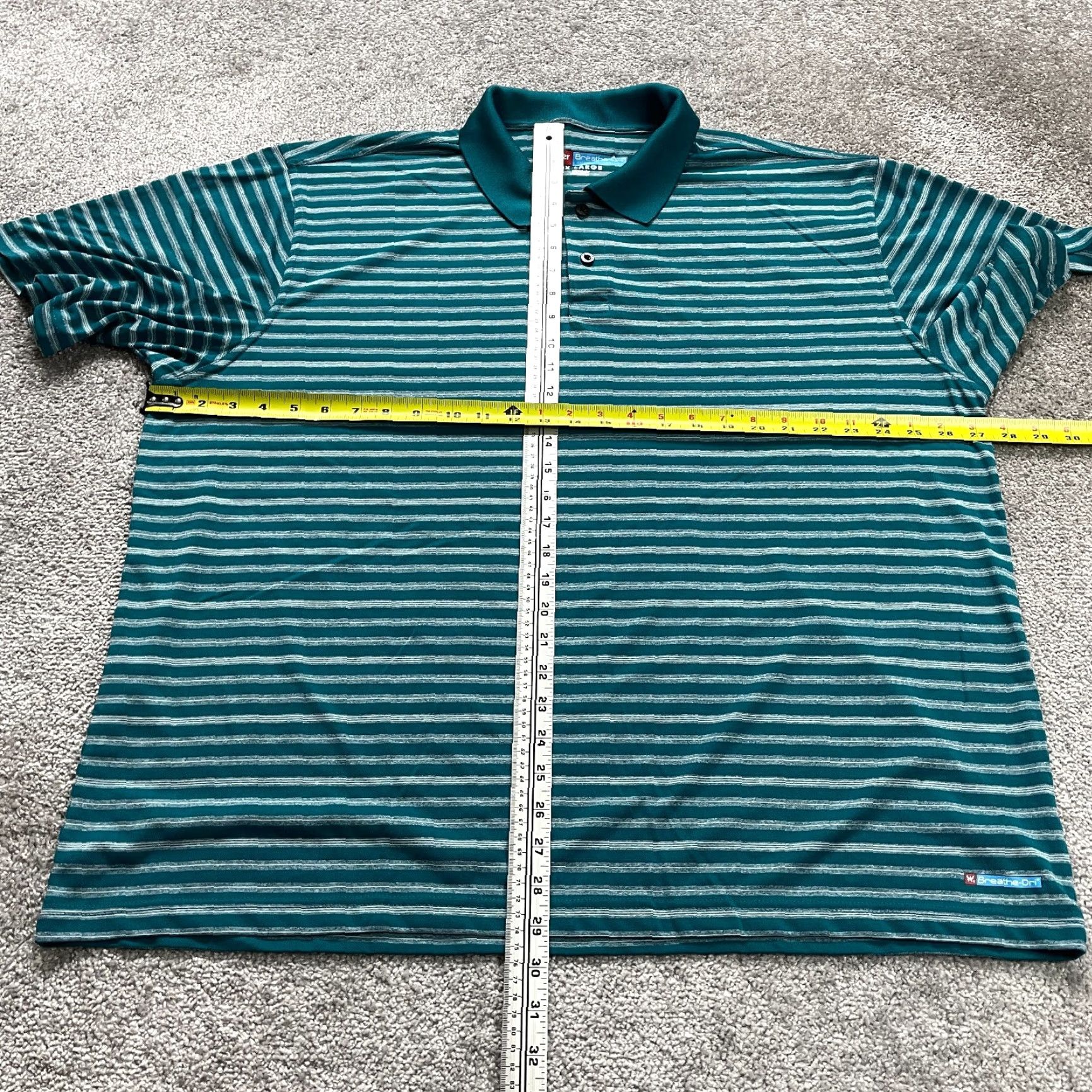 Wrangler Wrangler Breathe Dri Polo Shirt Mens 2XL Green Striped Short Sleeve Active Golf Size US XXL / EU 58 / 5 - 7 Thumbnail