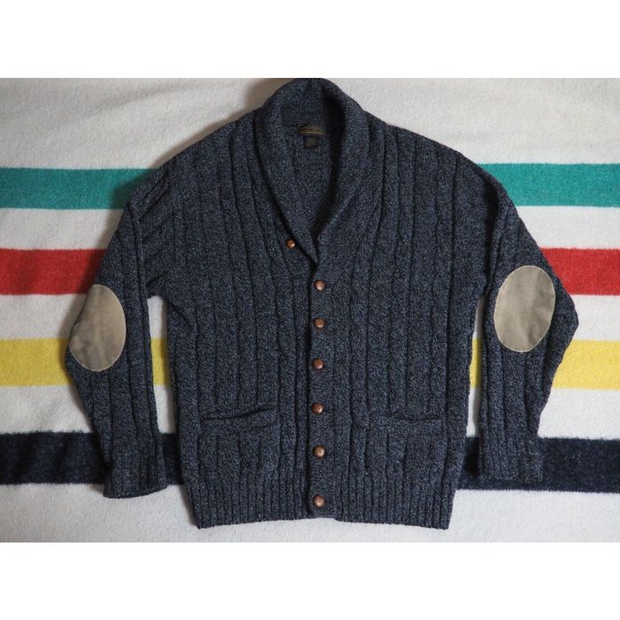 Vintage 80s-90'S Eddie Bauer ribbed cotton knit sweater with black tag, men's size XL cotton navy blue type Vintage Second Hand