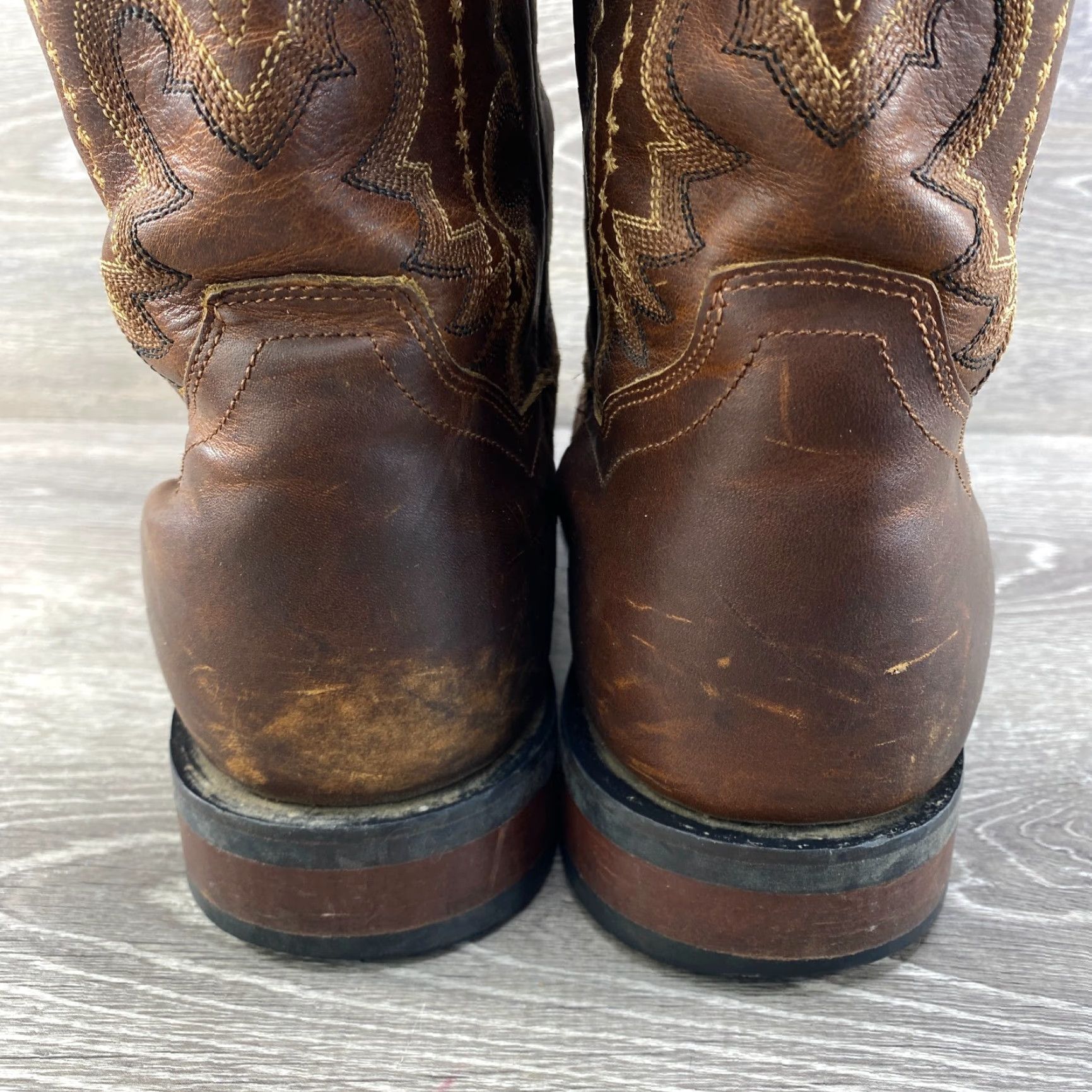 Dan Post VINTAGE Dan Post Mens 11 D Cowboy boots Brown Leather Square Toe Western Shirt Boots? Size US 11 / EU 44 - 7 Thumbnail