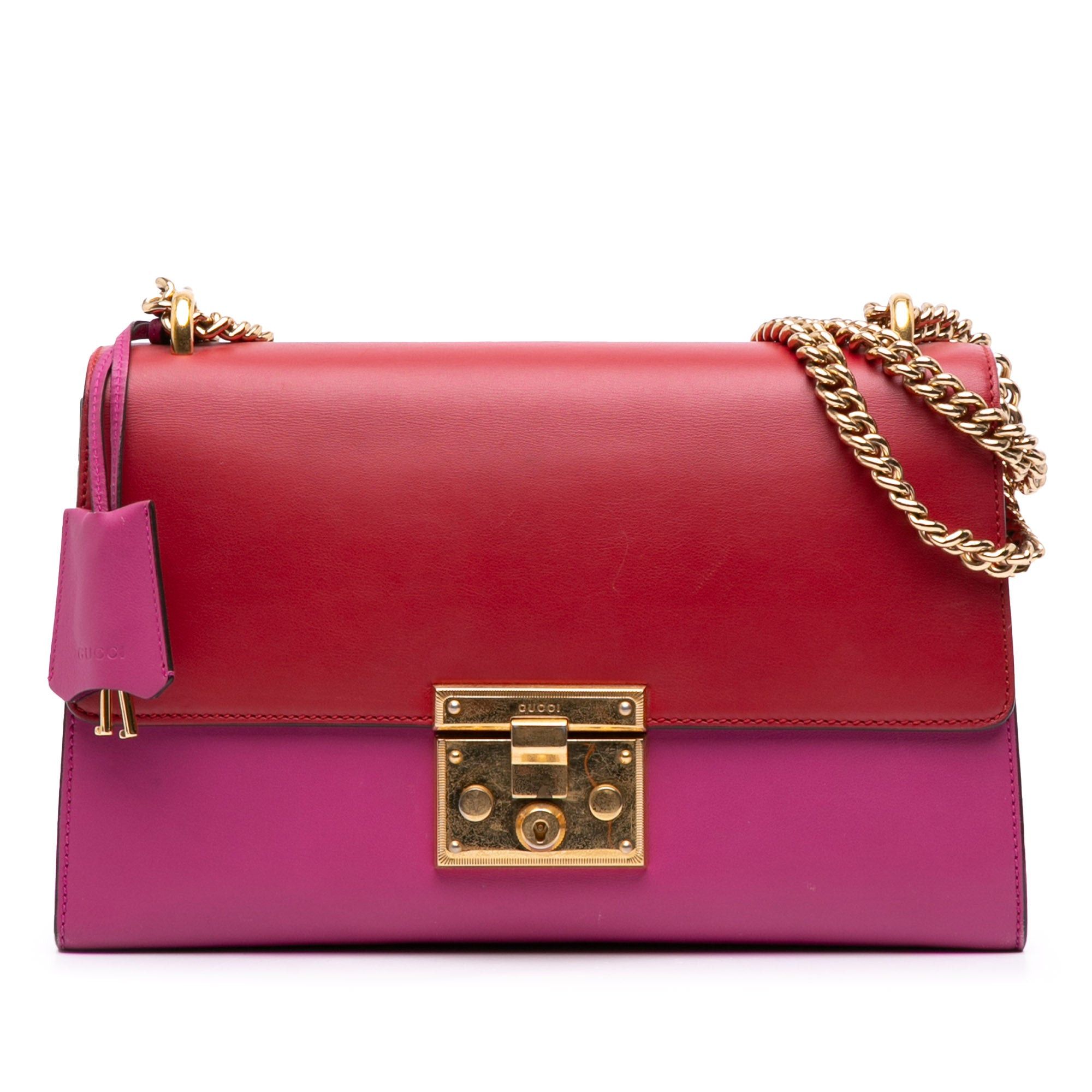 Medium Bicolor Leather Padlock Shoulder Bag