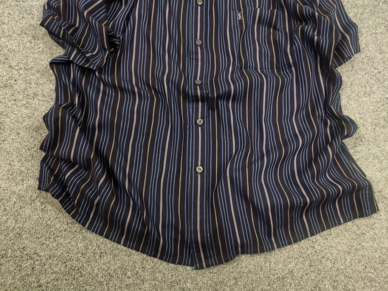 Yves Saint Laurent Yves Saint Laurent Vintage Striped Blue shirt short sleeves Size US XL / EU 56 / 4 - 5 Thumbnail