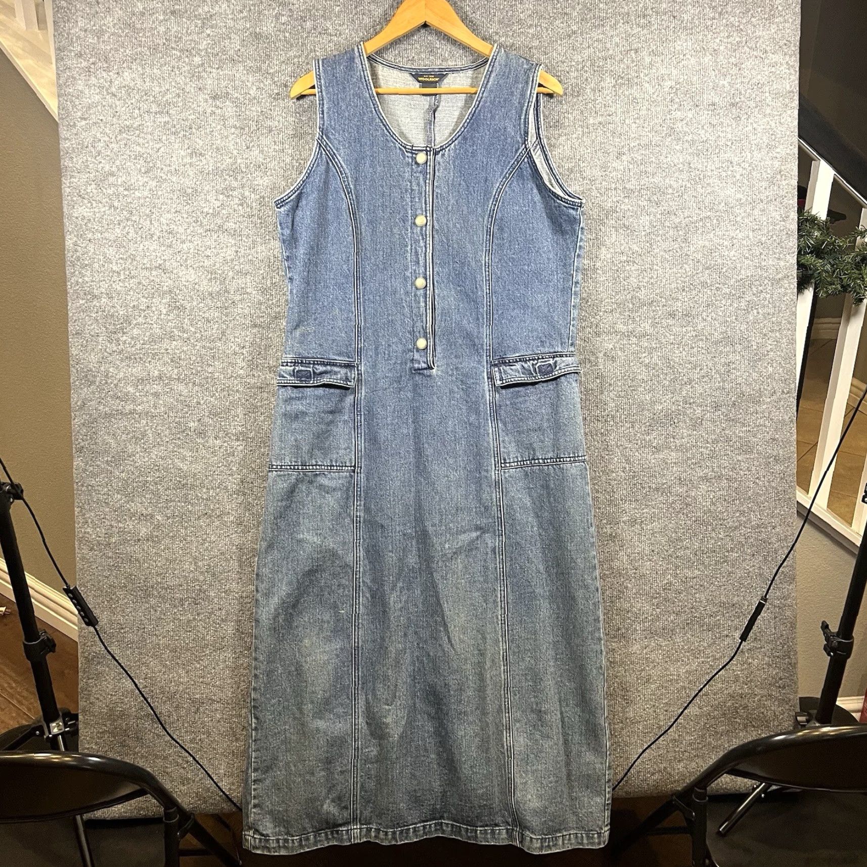 Vintage VINTAGE Woolrich Dress Jumper A-Line Midi Denim 100% Cotton Blue Sleeveless Round Neck Pockets Bohemian Western Vintage Women L Regular Size L / US 10 / IT 46 - 2 Thumbnail