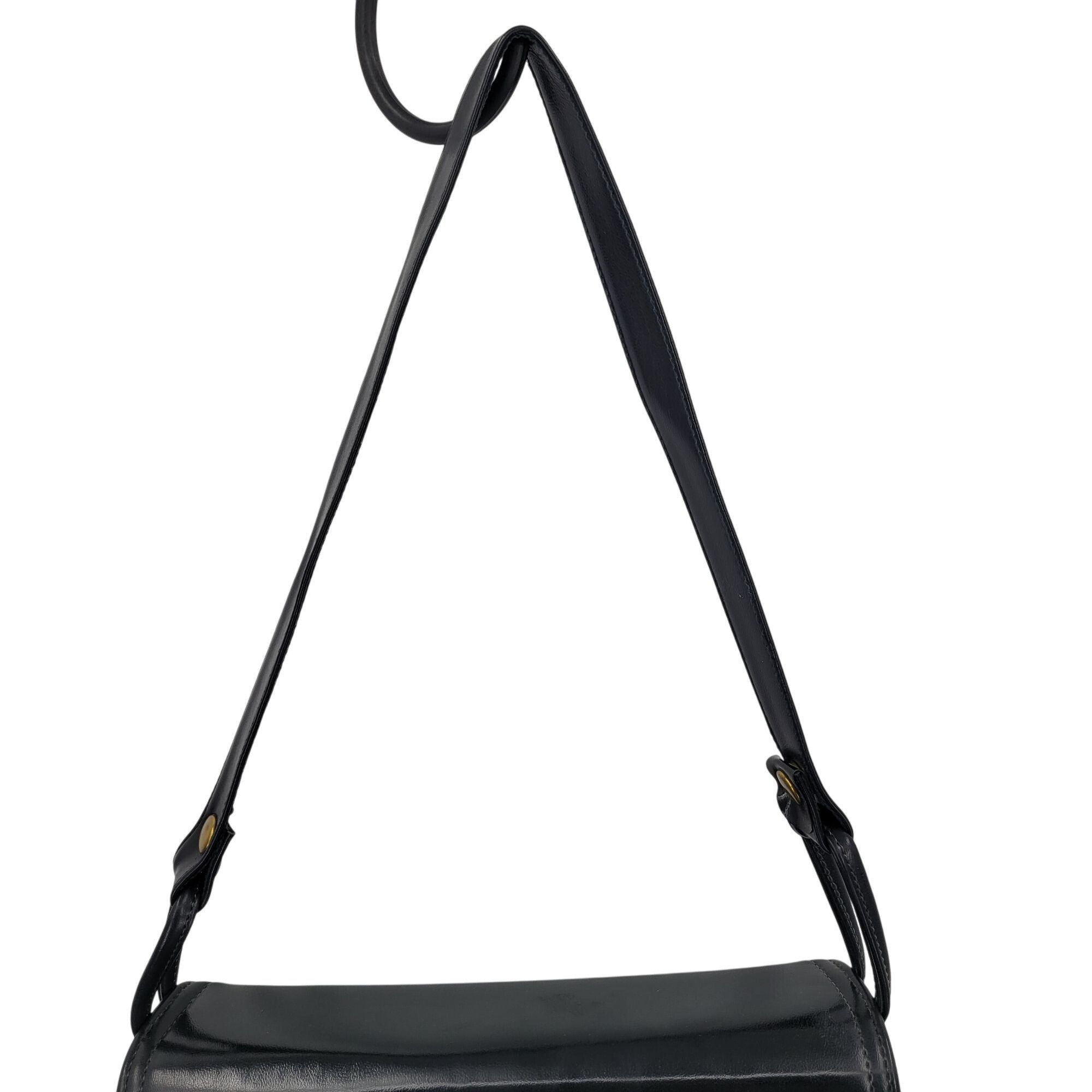 Vintage Vintage 60s Handbag Black Leather Shoulder Bag Adjustable S Size ONE SIZE - 17 Thumbnail